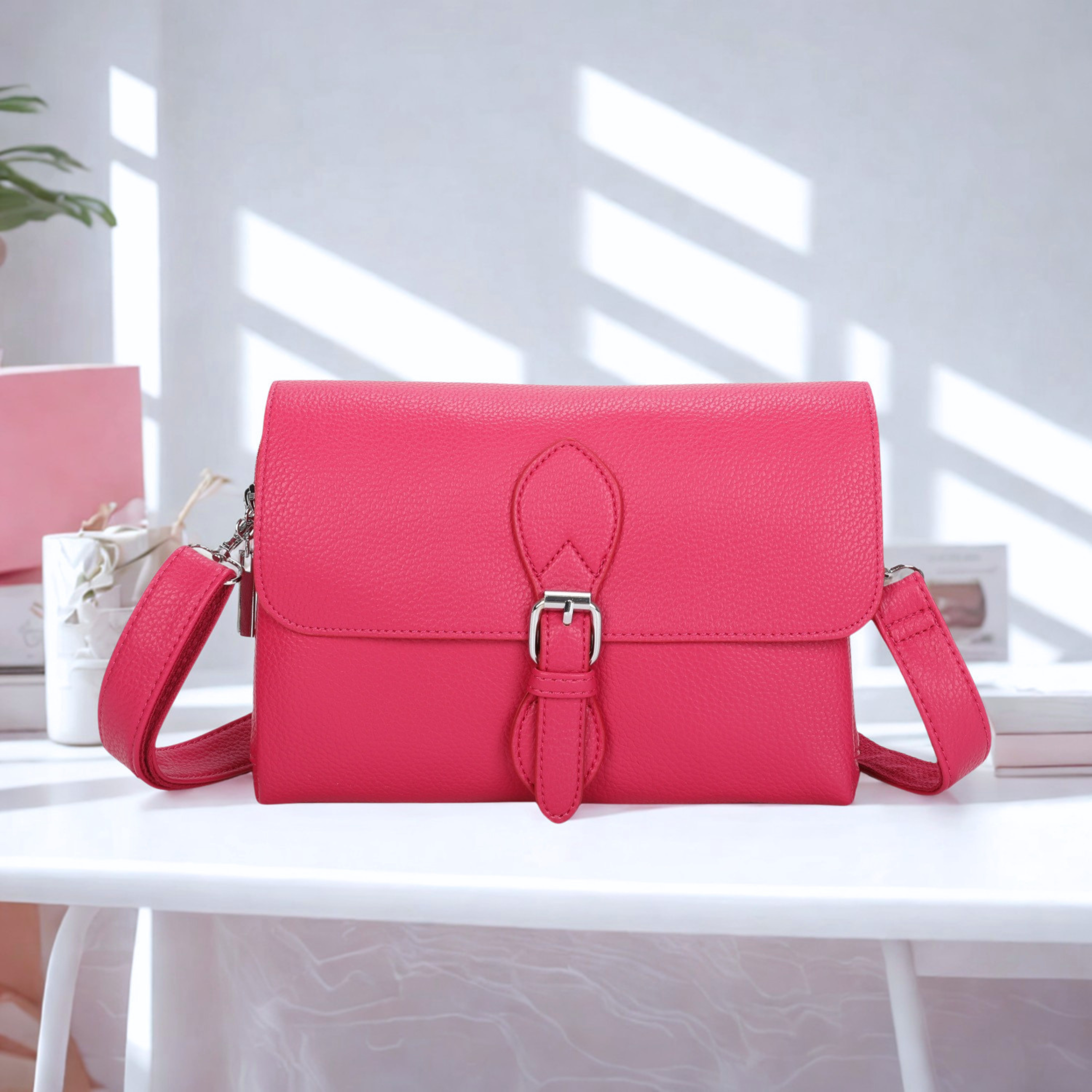 Women’s Small Crossbody Bag Flap Over Shoulder Handbag with Double Zip Compartments