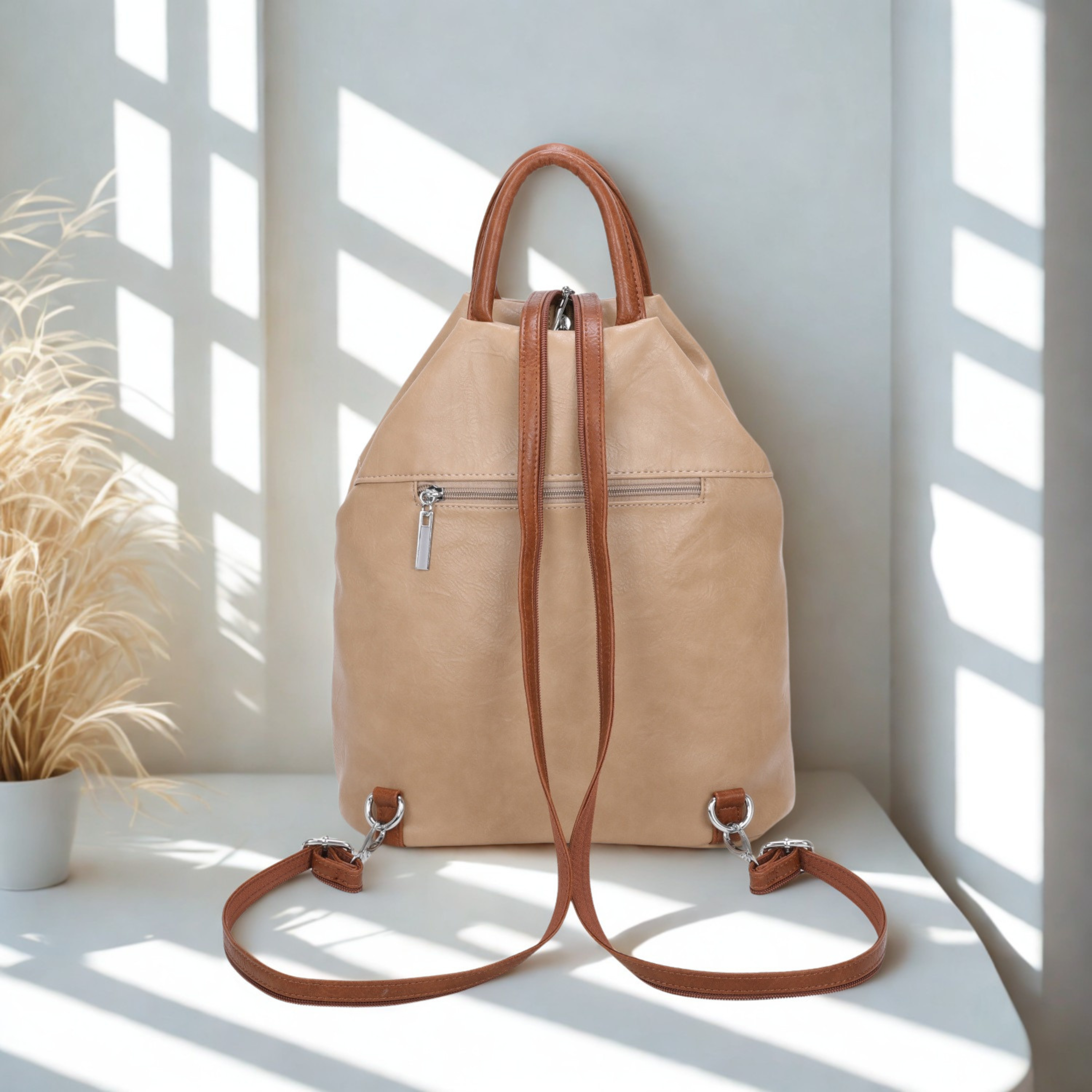 Women’s Faux Leather Backpack Bag – Ladies Convertible Shoulder Rucksack