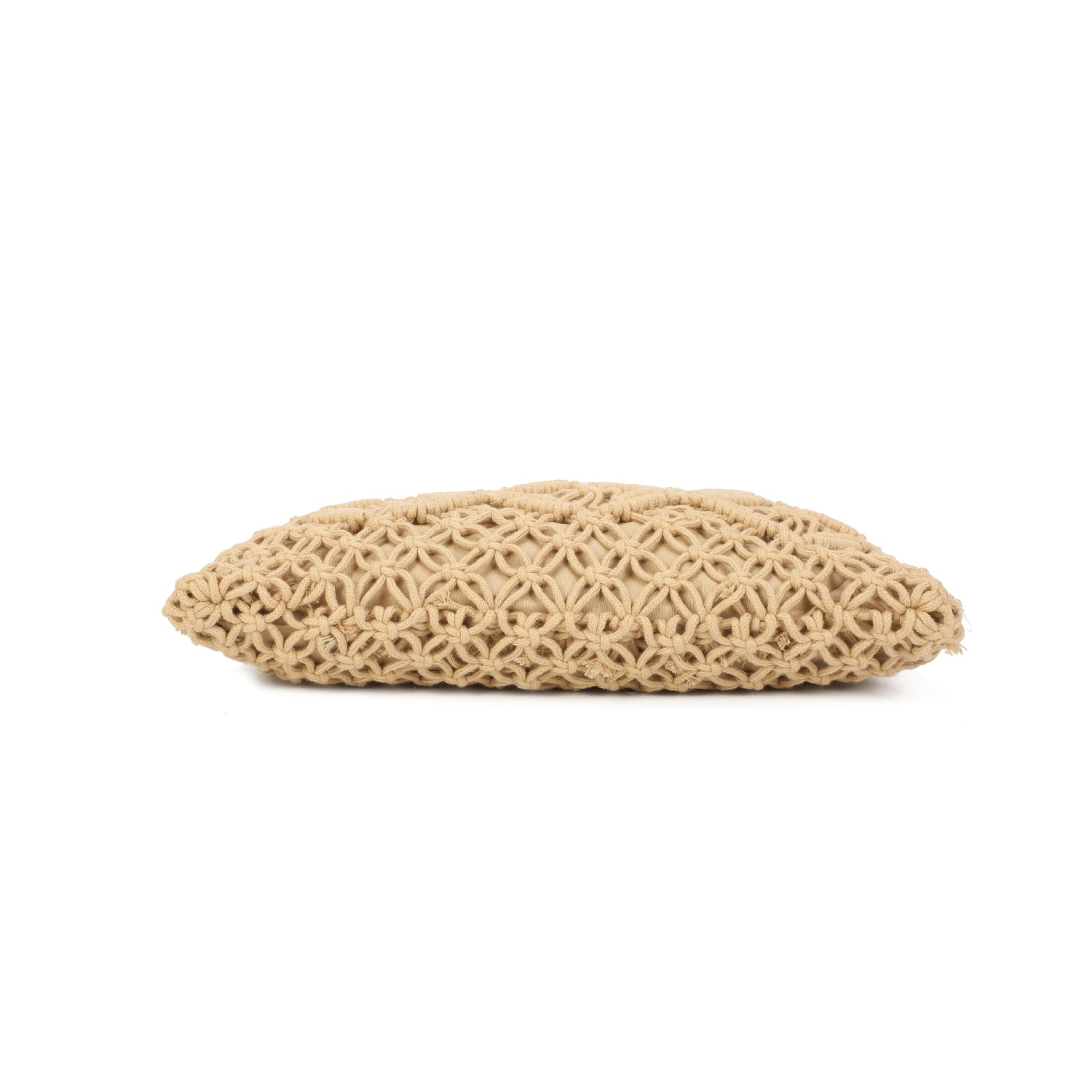 Boho Crochet Handbag with Circle Wooden Handles – Knitted Macramé Shoulder Bag for Women