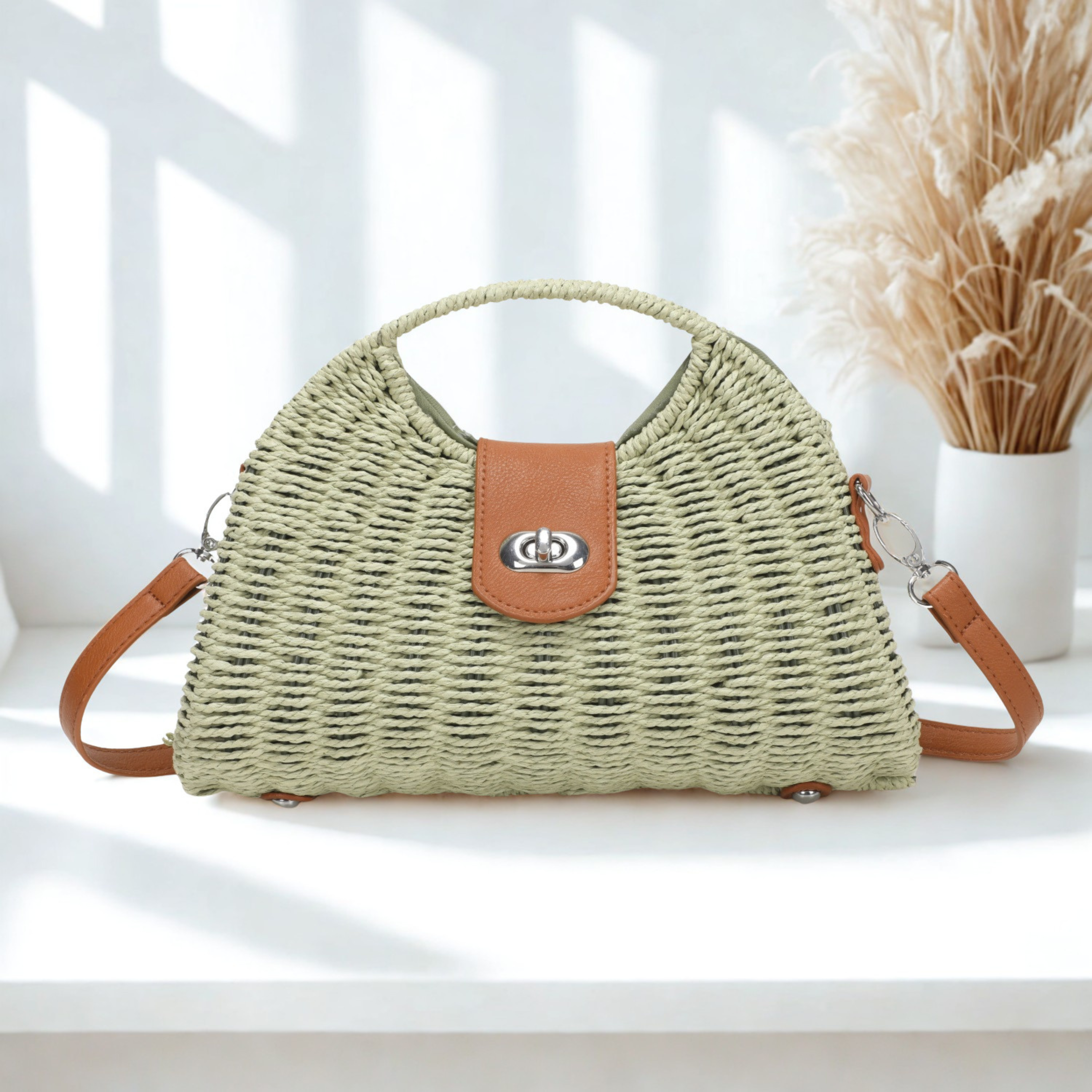 Women’s Synthetic Hardshell Crossbody Bag – Structured Flap Closure Shoulder Bag with Adjustable Strap