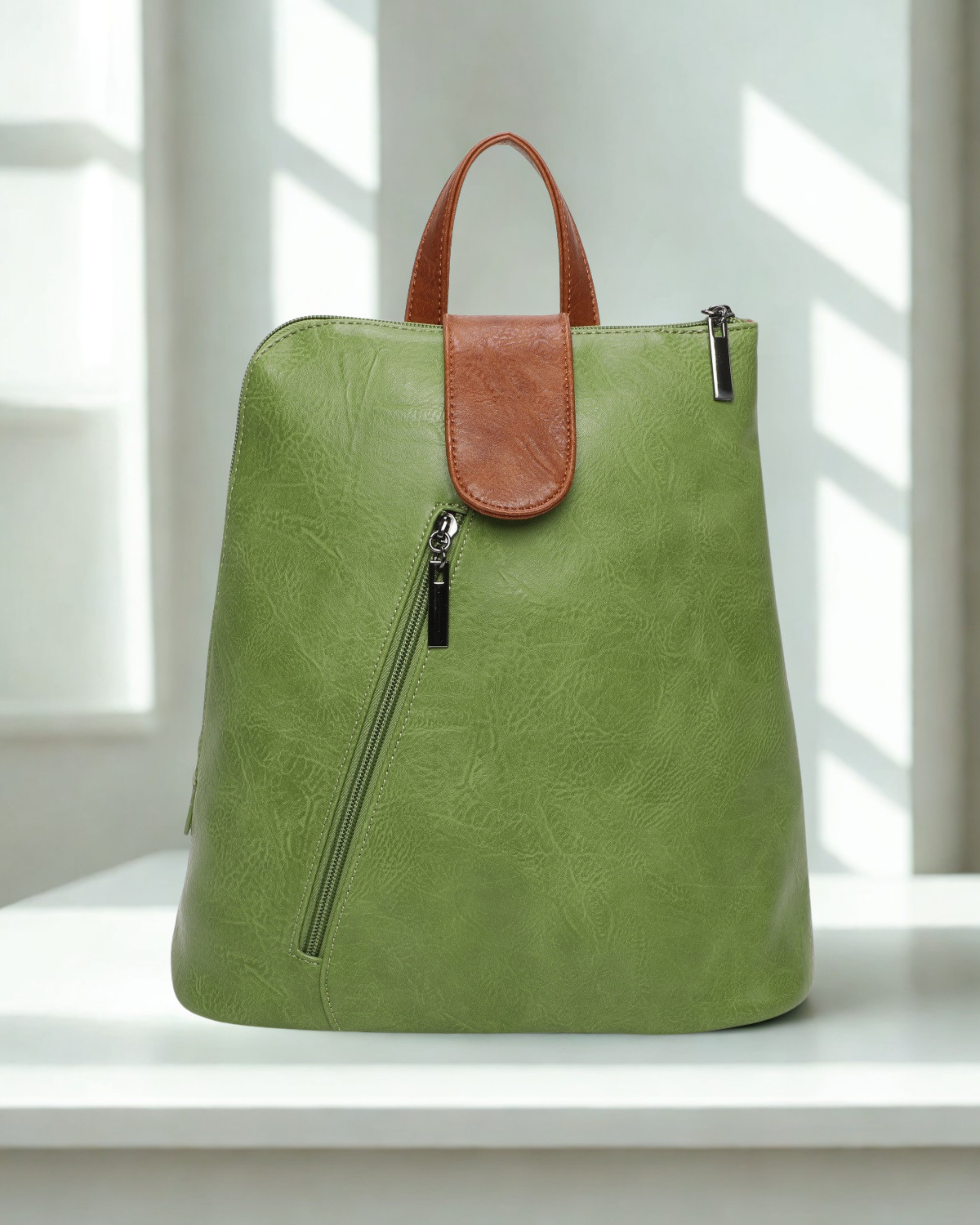 Women’s Synthetic Leather Backpack Handbag 2-in-1 Convertible Bag – Top Zip Closure, Multi-Pocket Travel Daypack with Adjustable Straps