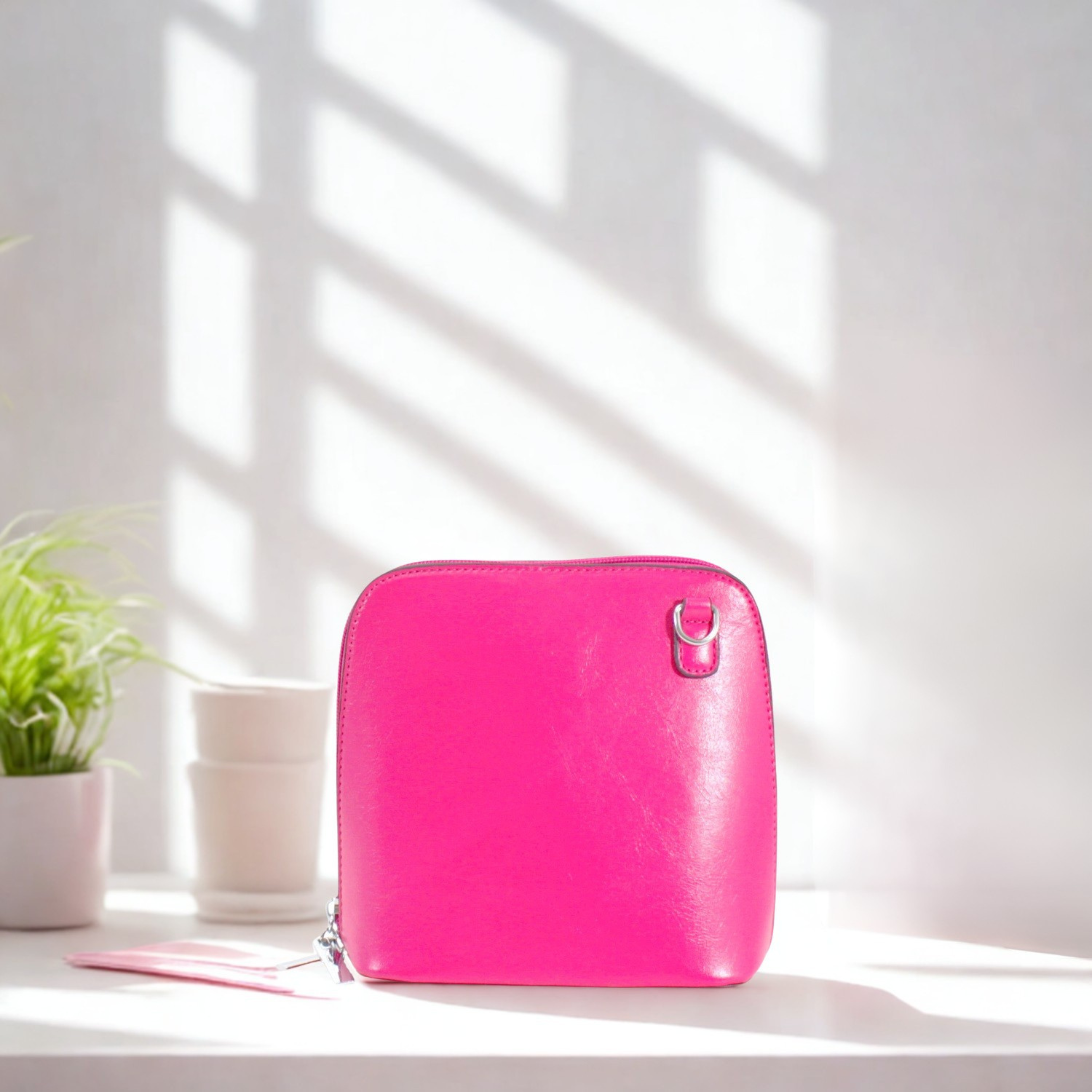 Women’s Plain Colour Crossbody Bag – Small Zip Top Shoulder Handbag