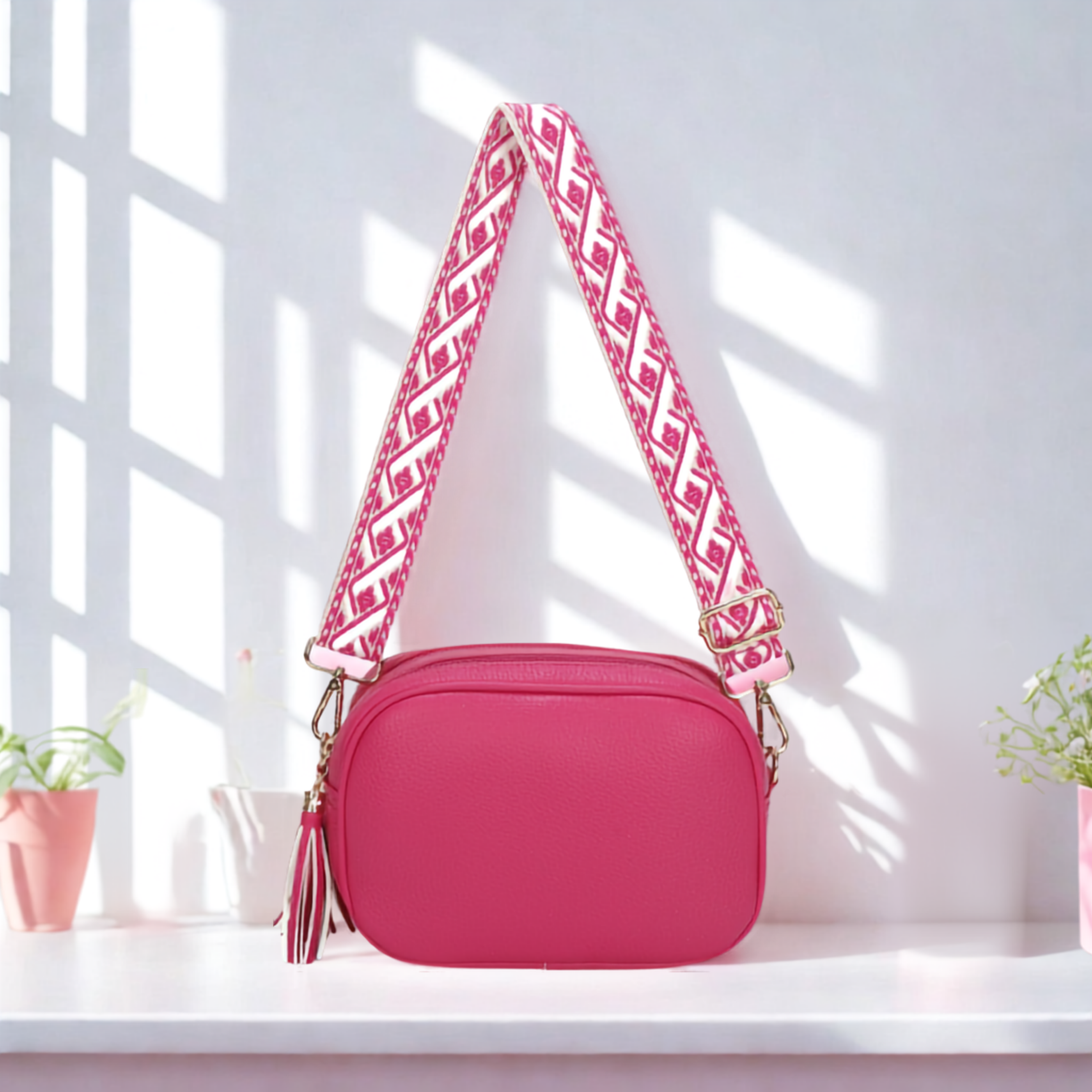 Women’s Small Crossbody Camera Bag with Colourful Strap,