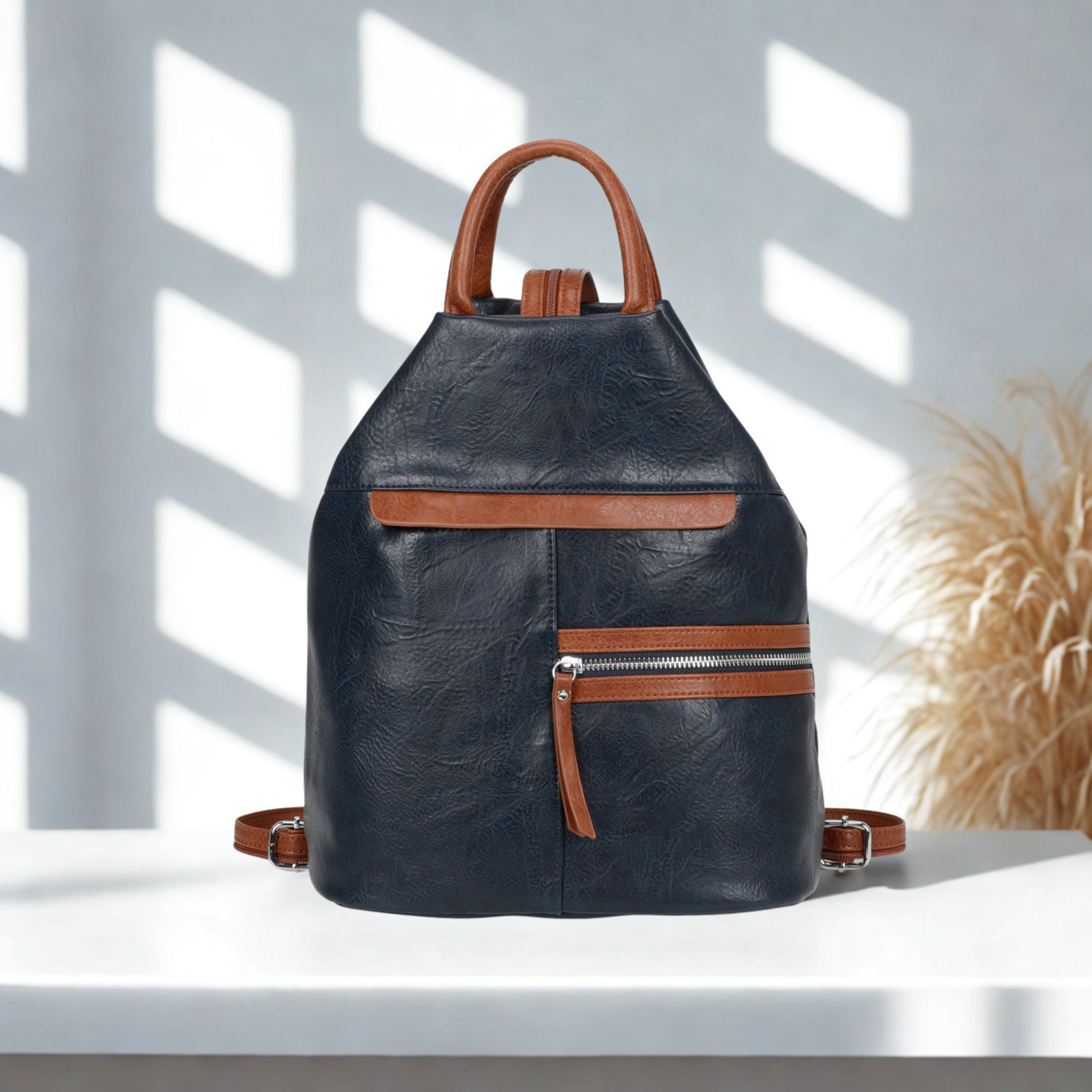 Women’s Faux Leather Backpack Bag – Ladies Convertible Shoulder Rucksack