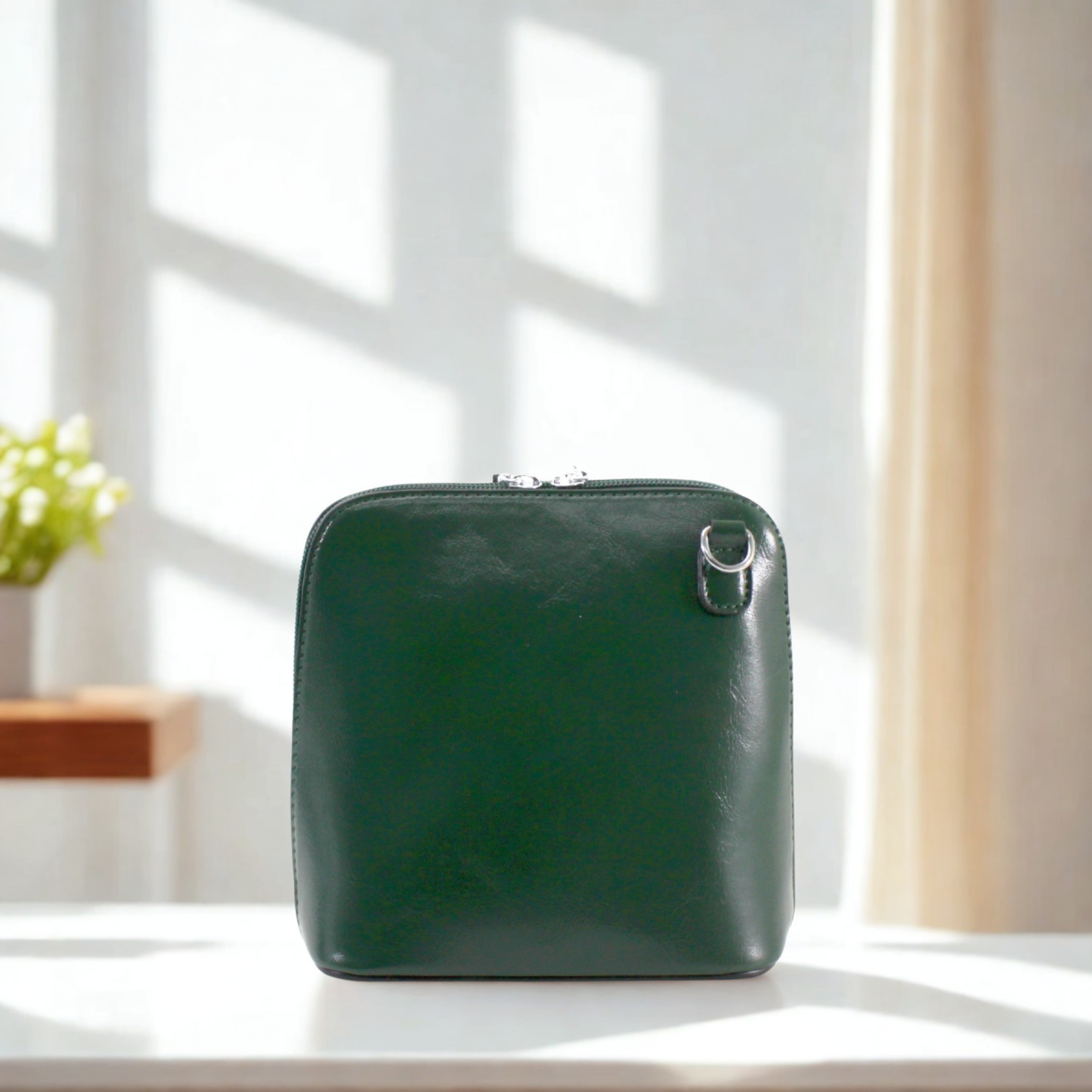 Women’s Plain Colour Crossbody Bag – Small Zip Top Shoulder Handbag