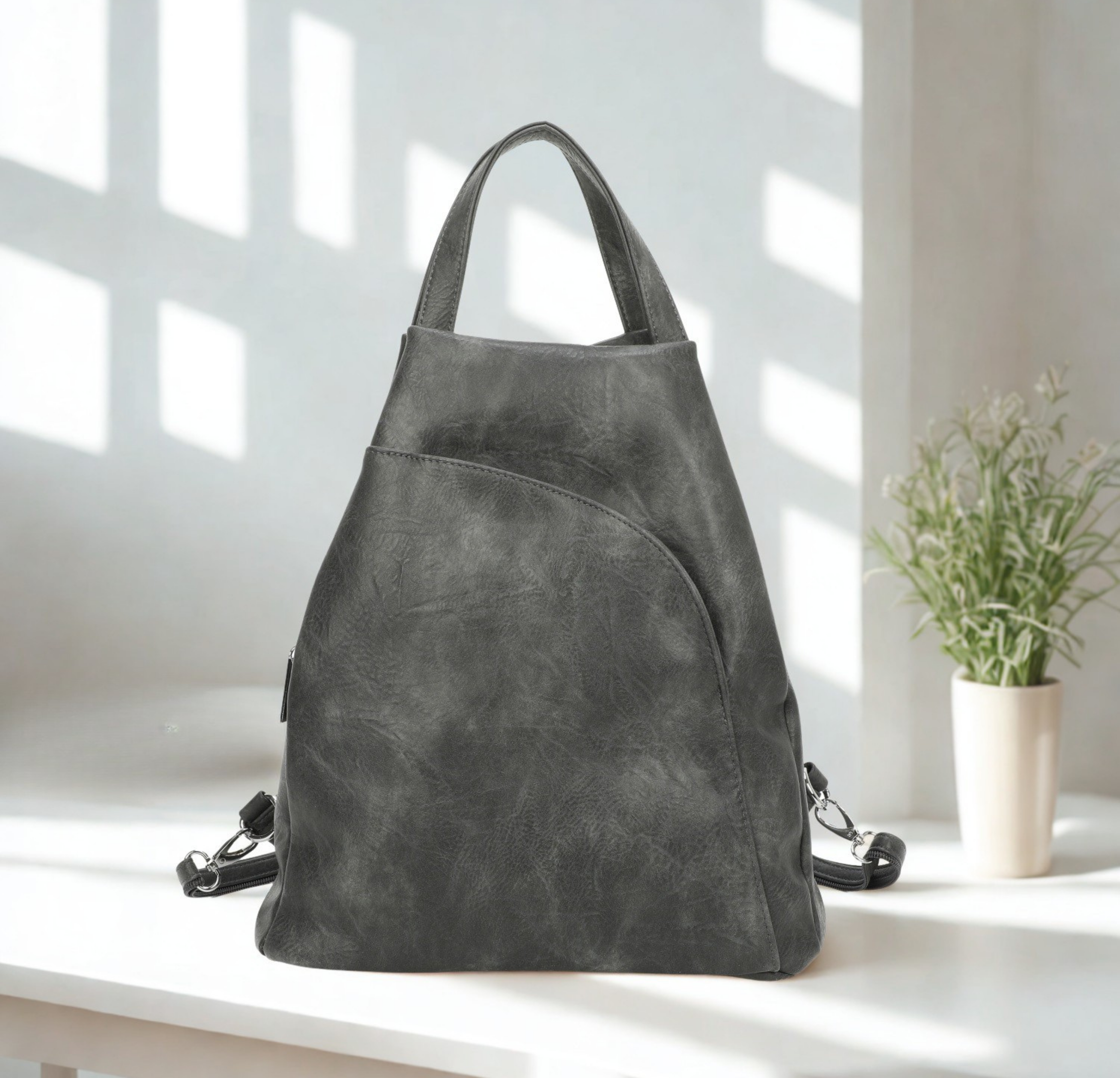 Large Synthetic Leather Backpack Women | Travel Work Laptop Backpack