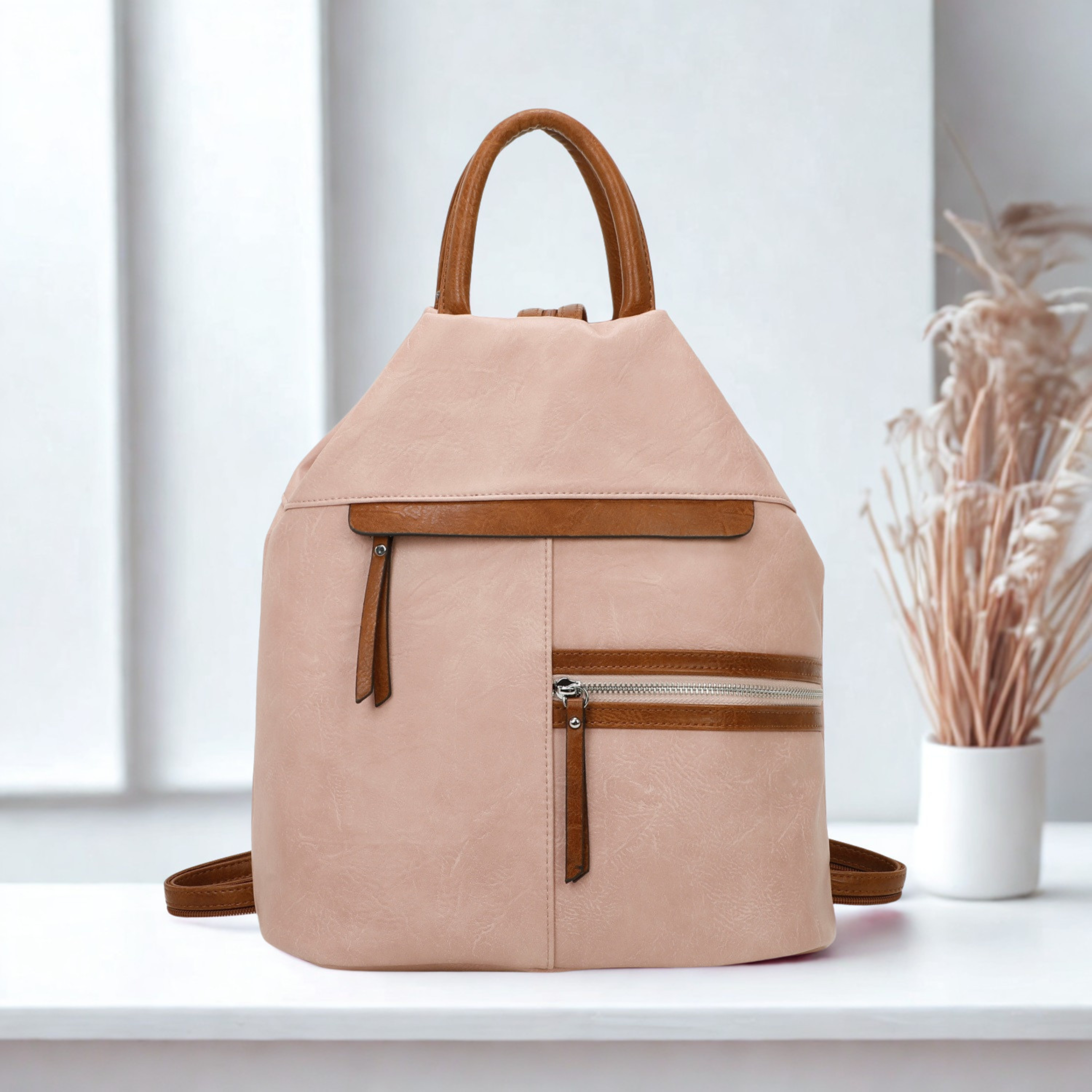 Women’s Faux Leather Backpack Bag – Ladies Convertible Shoulder Rucksack