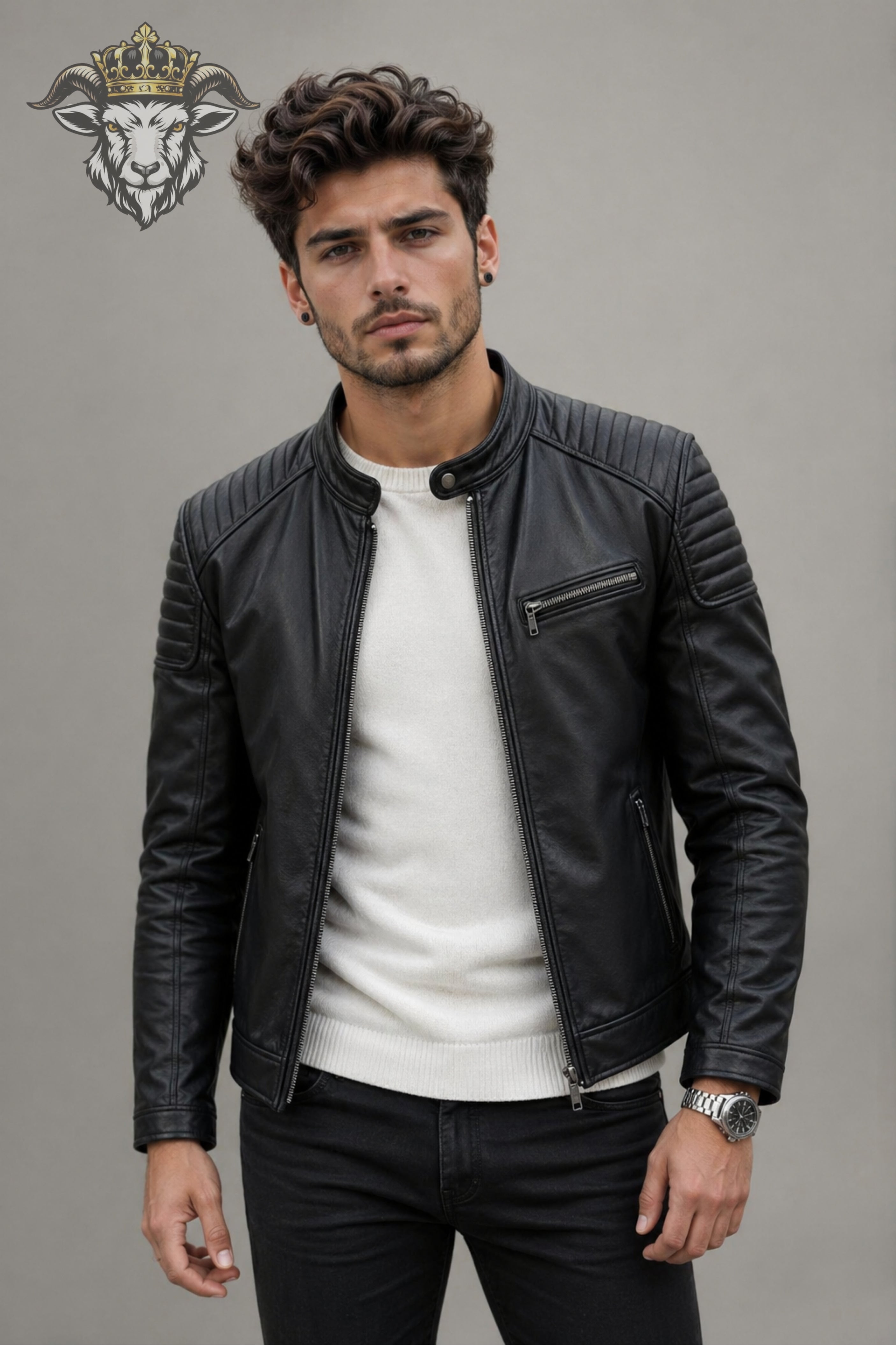 Men’s Black Real Leather Roadster Jacket