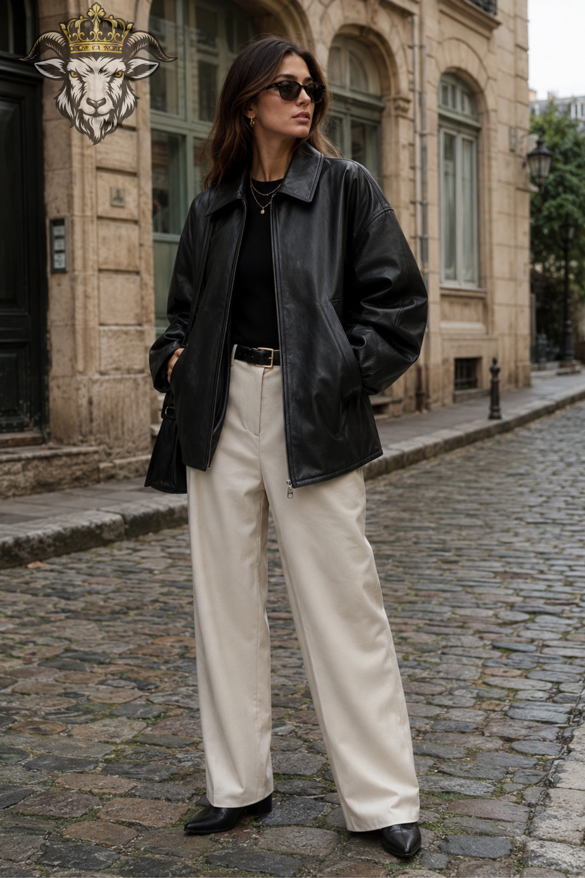 Women’s Black Genuine Leather Bomber Jacket, Oversized Loose Fit Leather Coat, Structured Collar Zip Jacket, Luxury Streetwear Outerwear