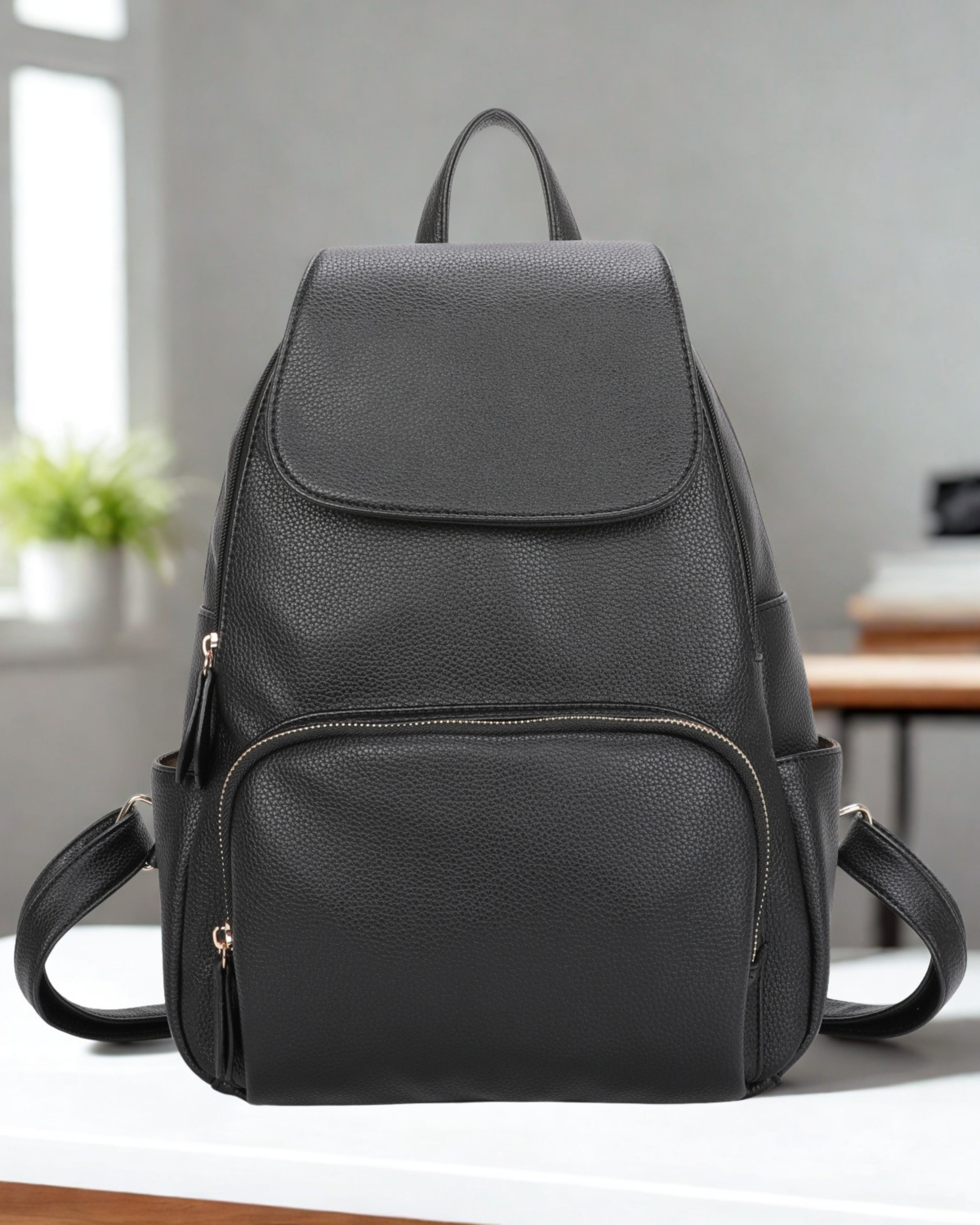 Men's Synthetic Leather Backpack Rucksack Bag – Flap Over Magnetic Closure