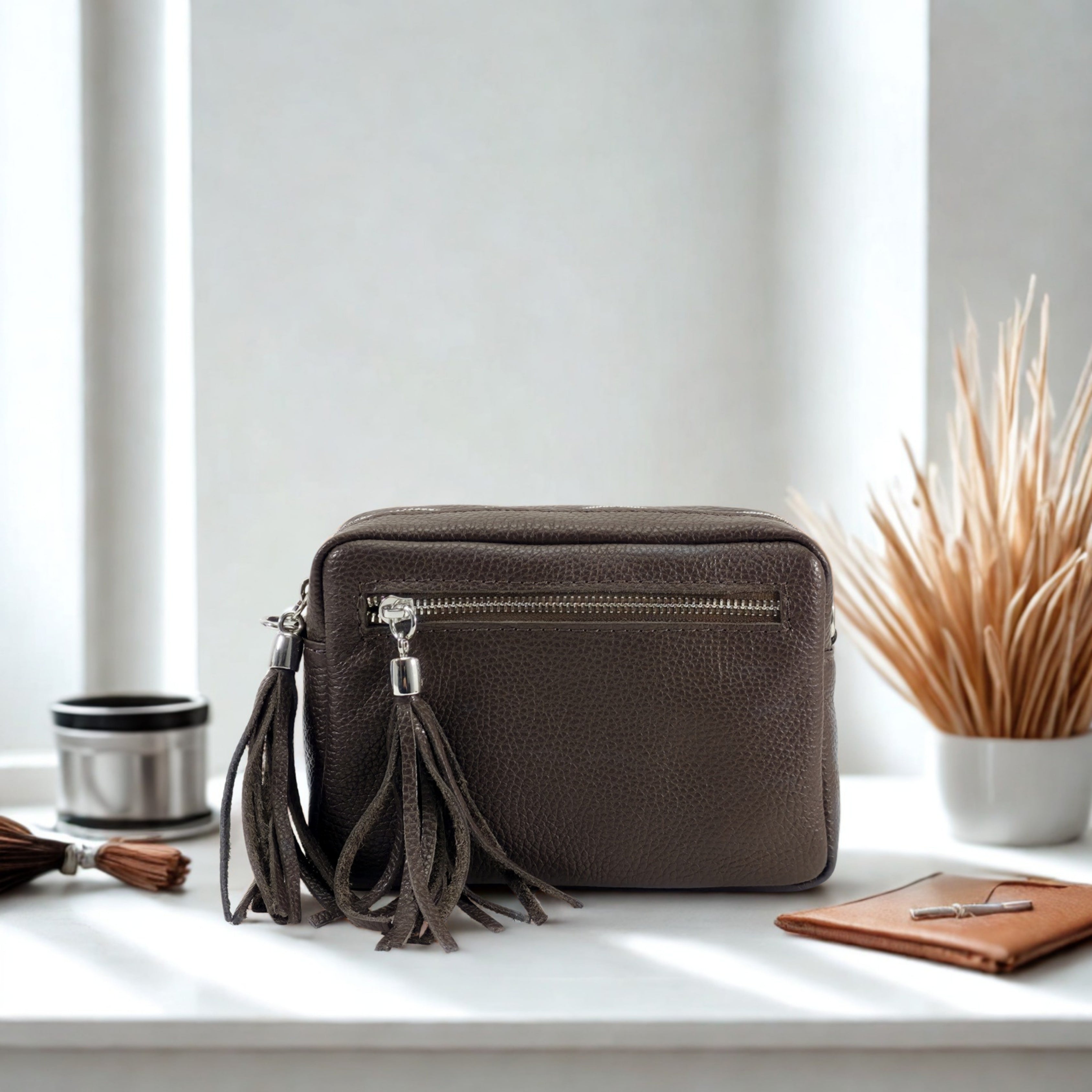 Leather Tassels Crossbody Bag