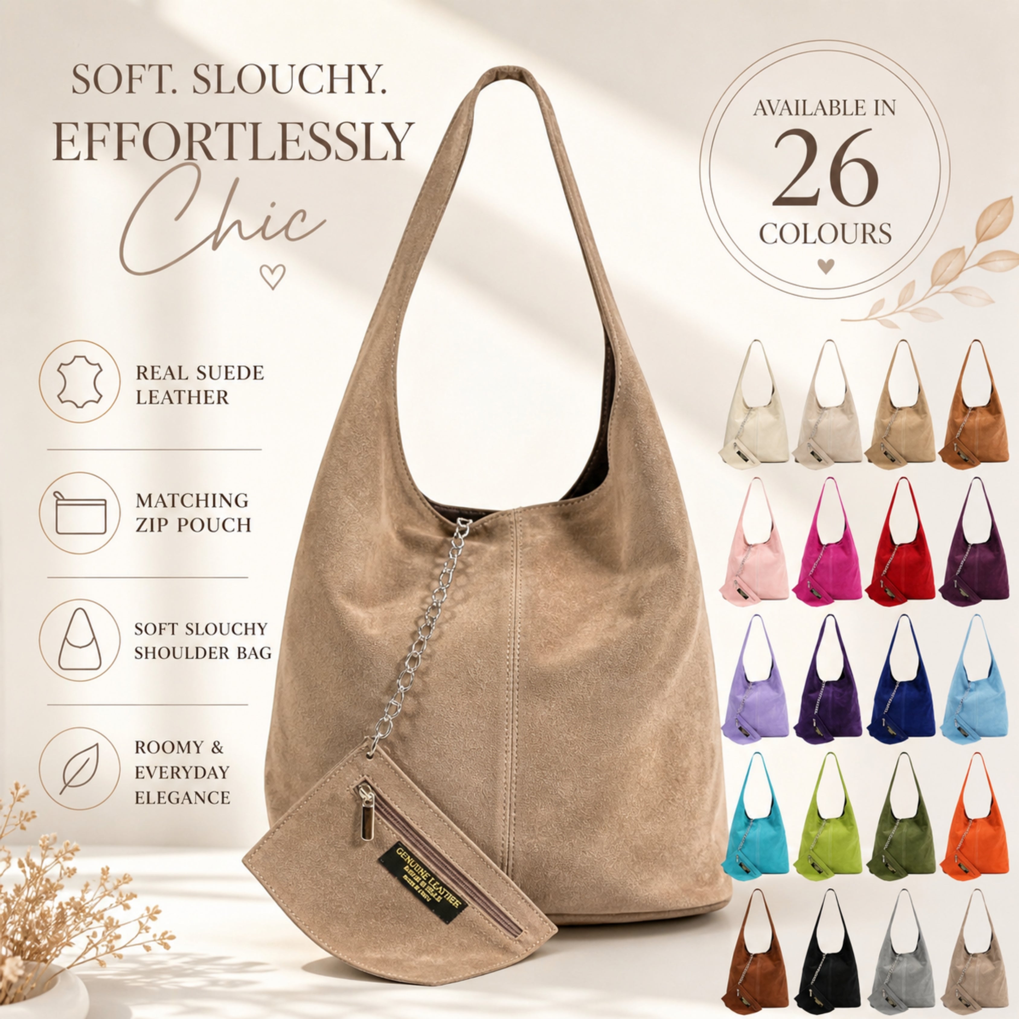 Italian Suede Shoulder Bag