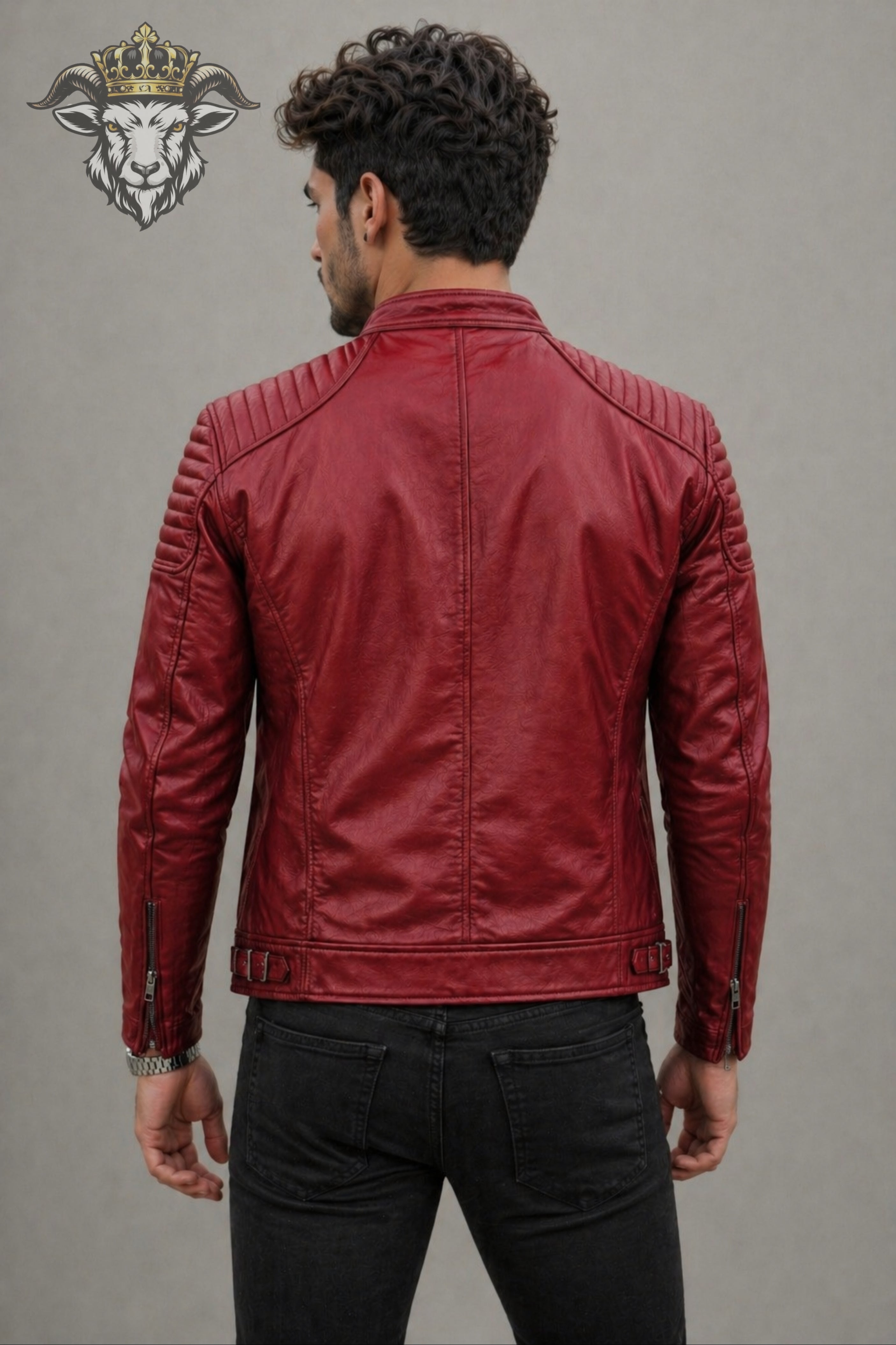 Men’s Red Real Leather Roadster Jacket