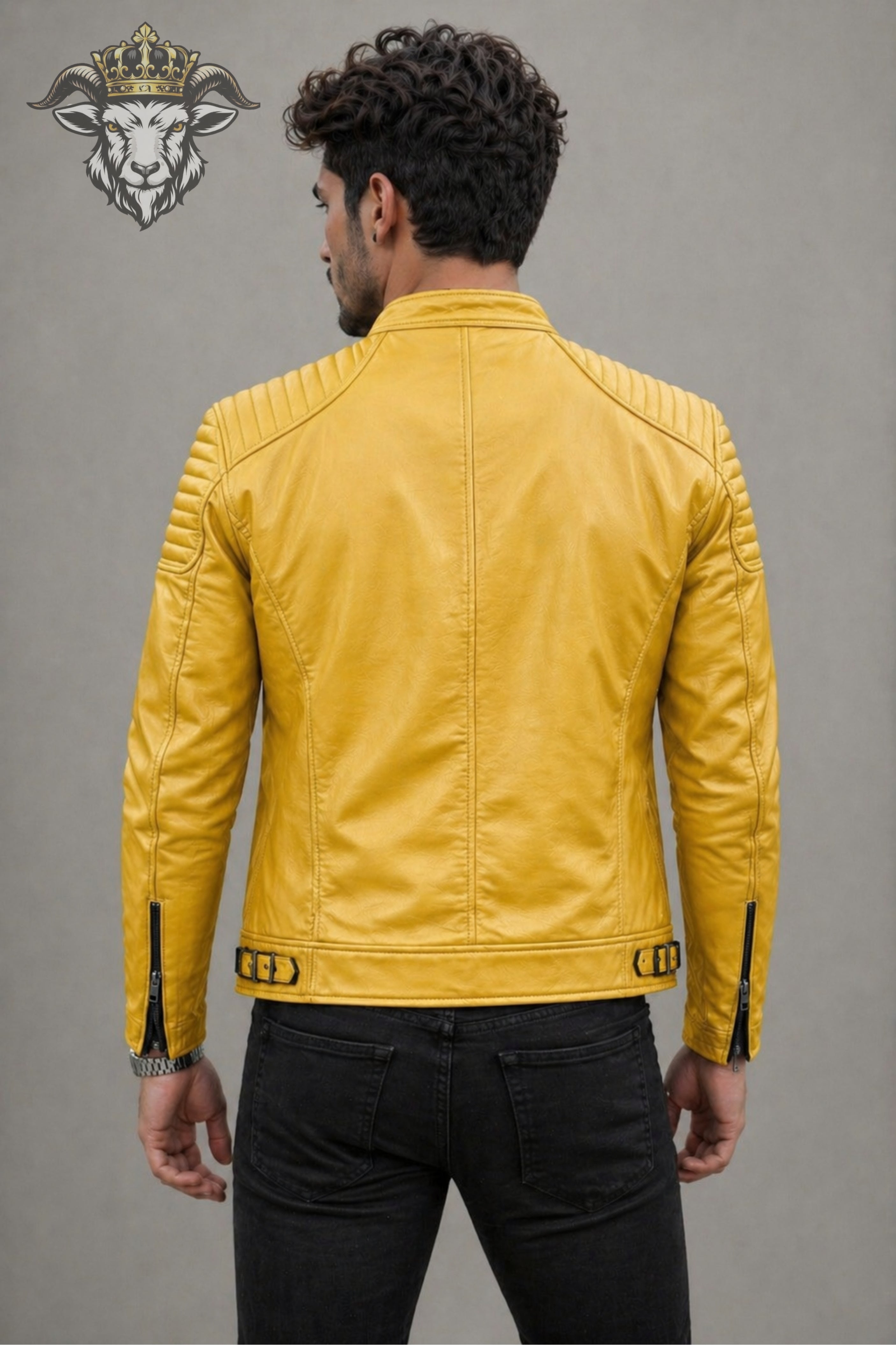 Men’s Yellow Real Leather Roadster Jacket