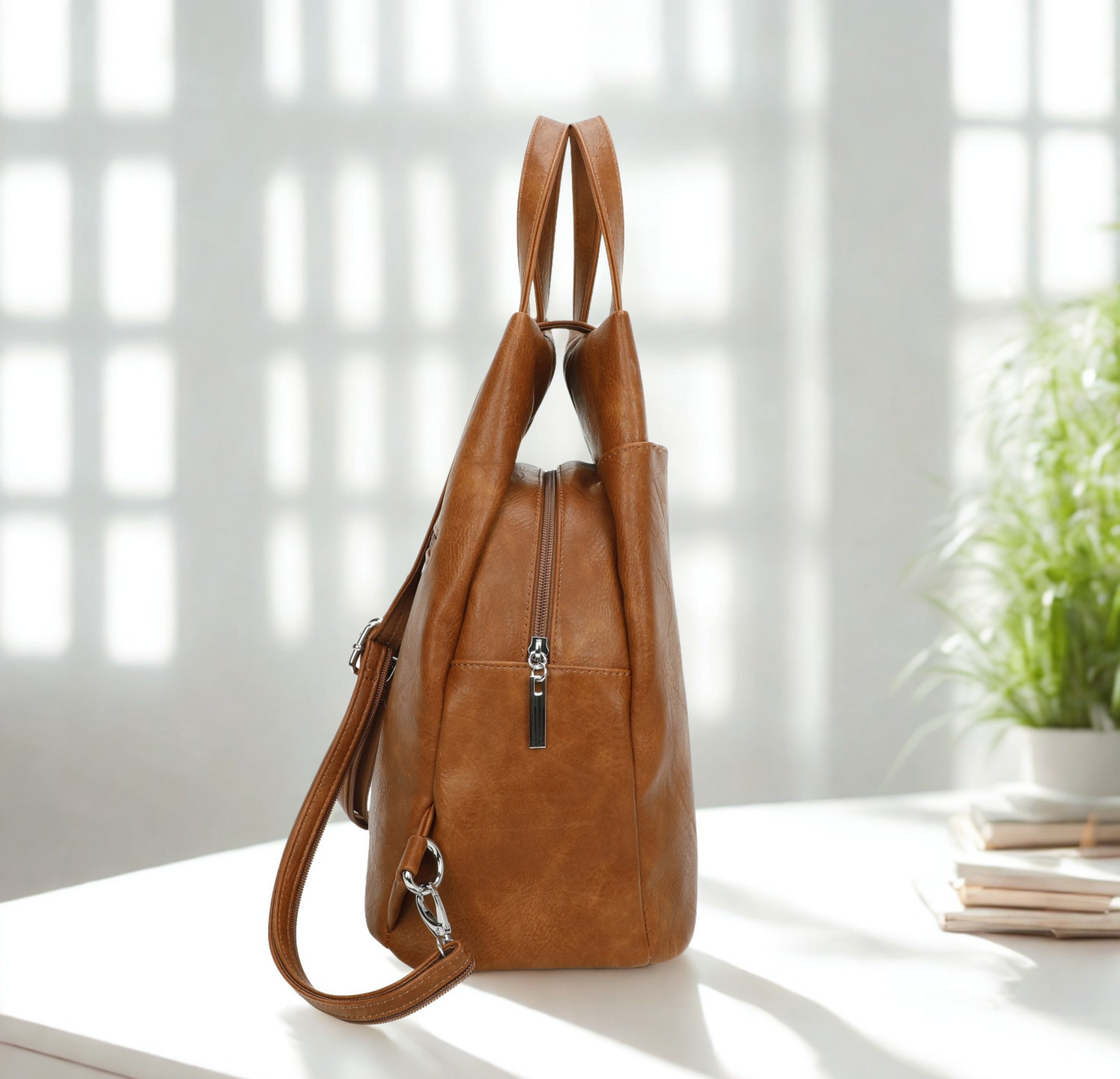 Large Synthetic Leather Backpack Women | Travel Work Laptop Backpack