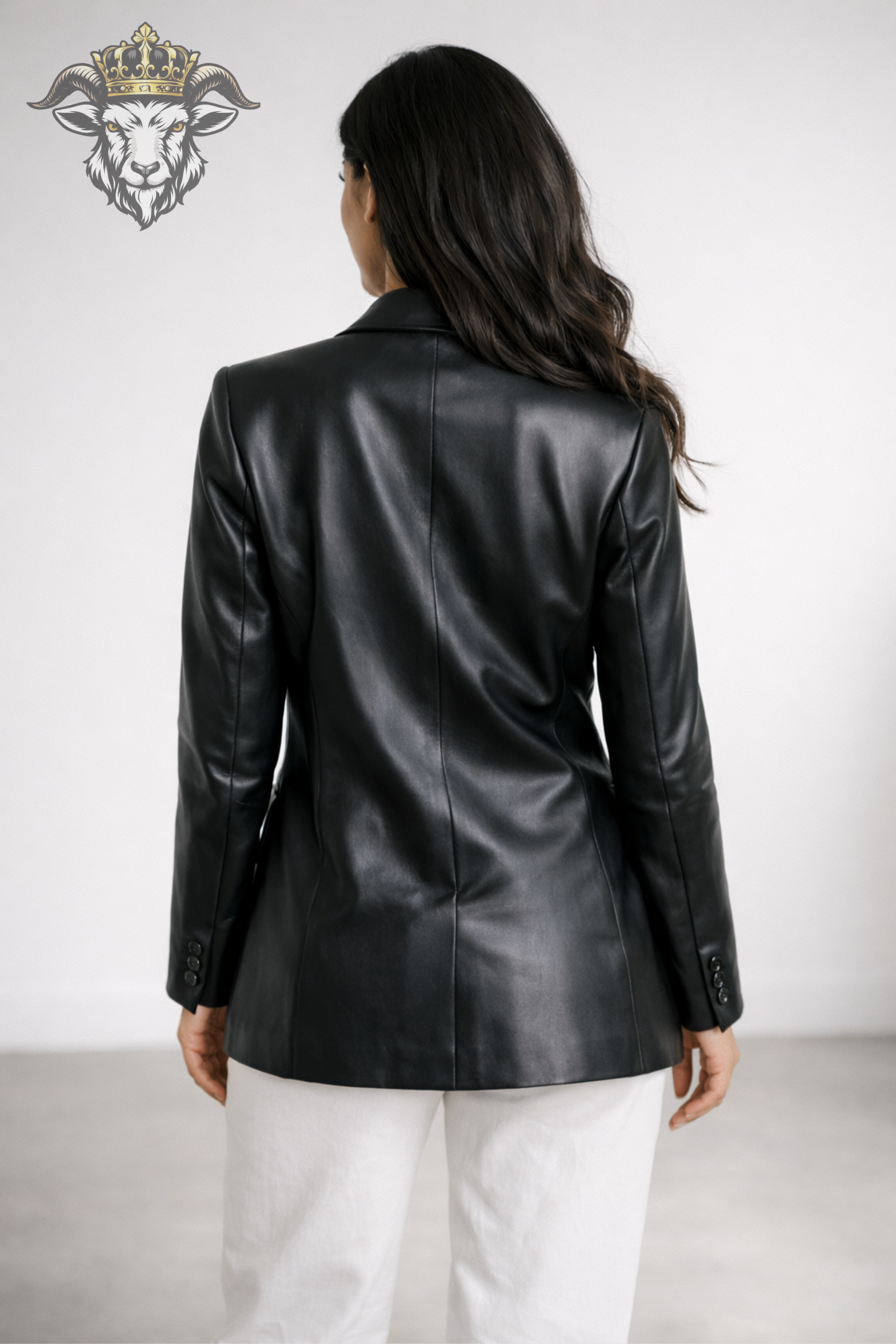 Women’s Black Real Leather Blazer – Premium Tailored Fit Jacket | Elegant Classic Fashion Coat
