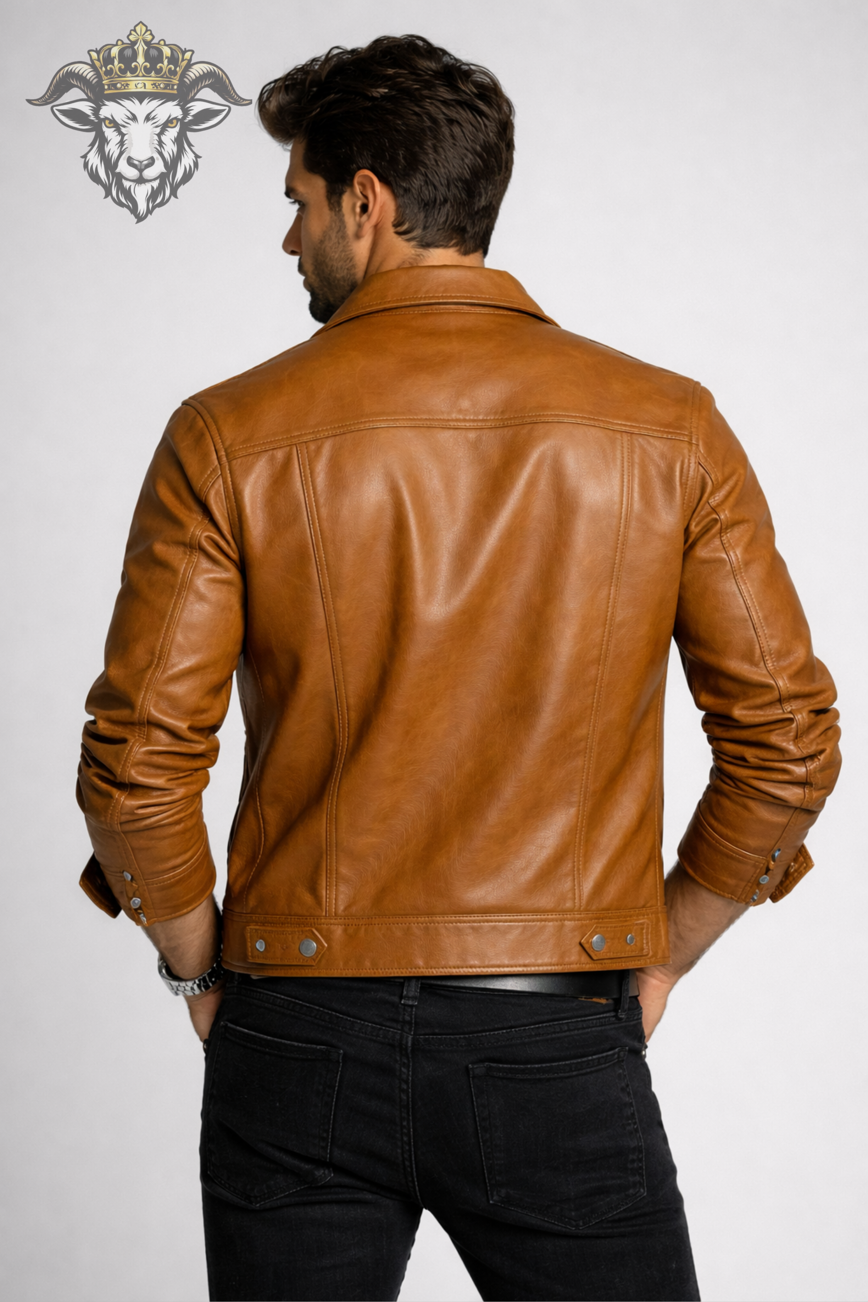 Men’s Tan Real Leather Trucker Jacket