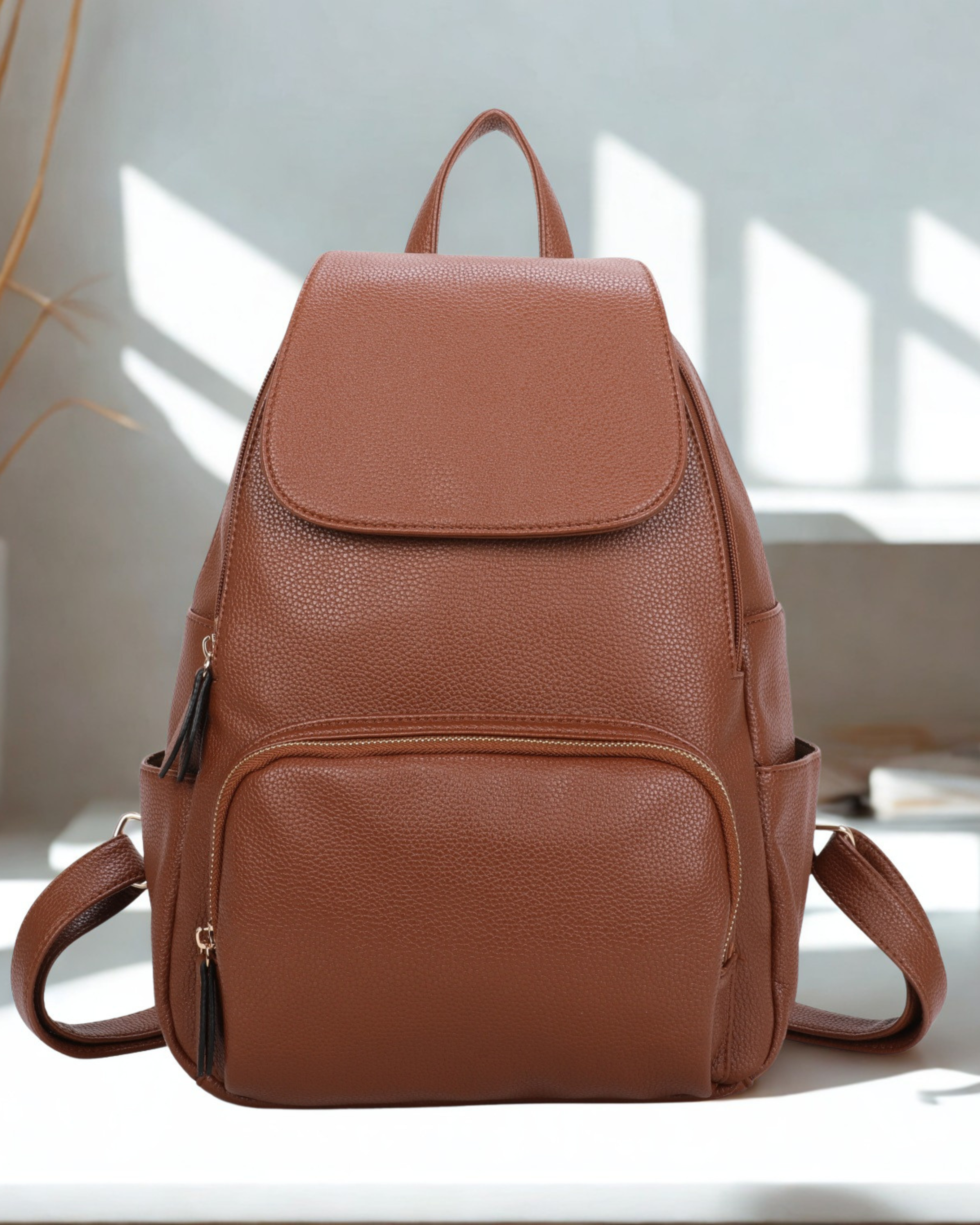 Men's Synthetic Leather Backpack Rucksack Bag – Flap Over Magnetic Closure