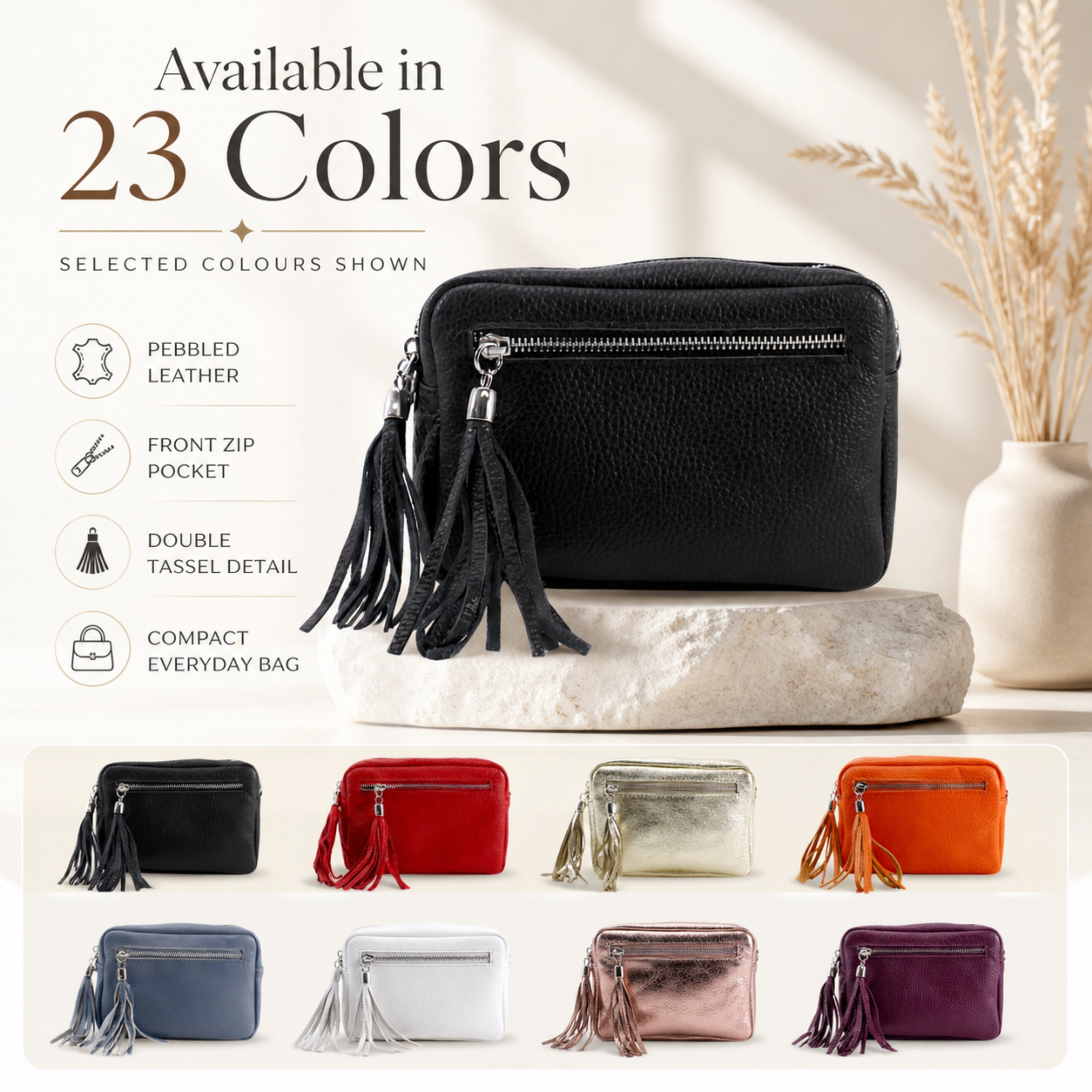 Leather Tassels Crossbody Bag