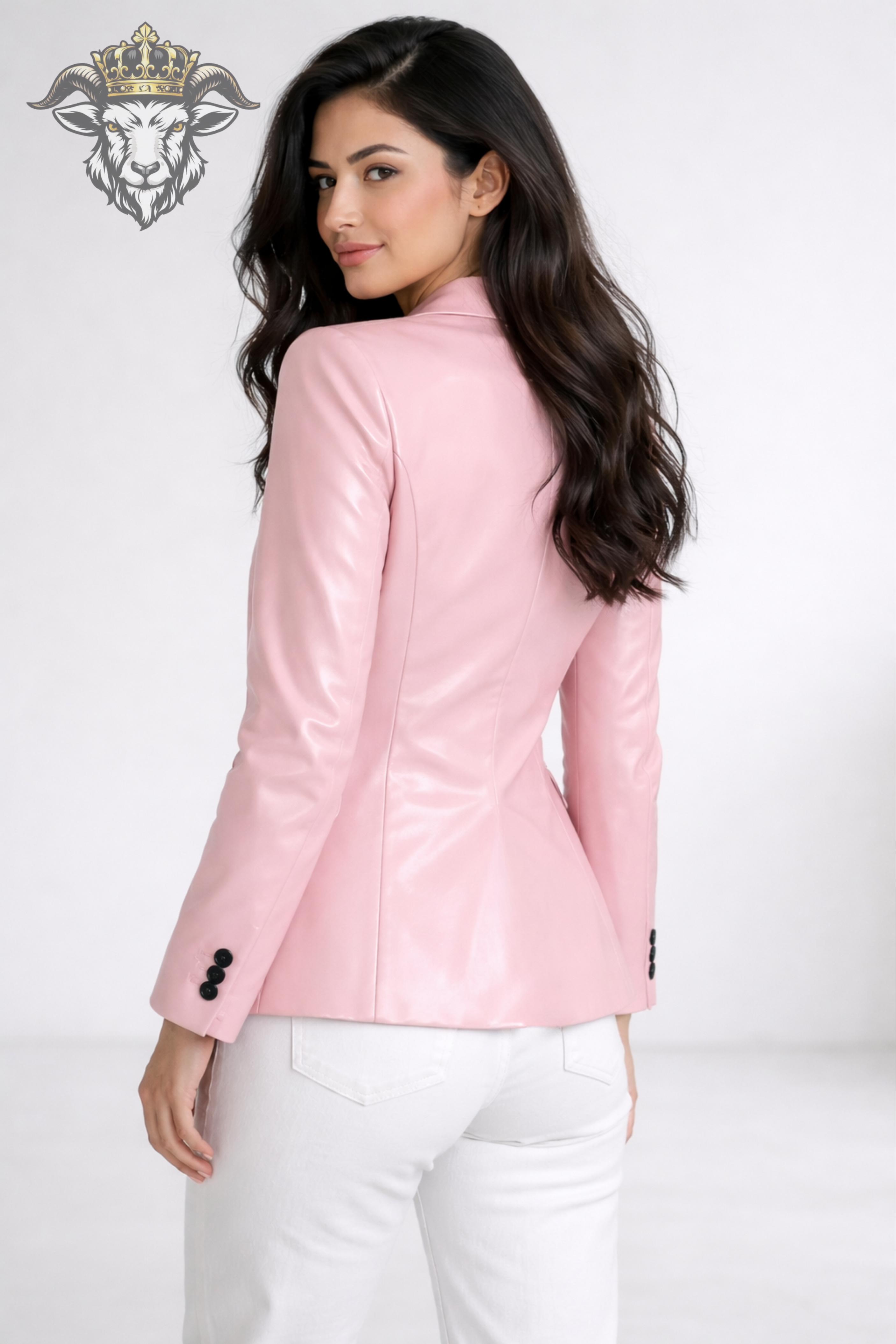 Women’s Baby Pink Real Leather Blazer – Premium Tailored Fit Jacket | Elegant Formal & Casual Outerwear