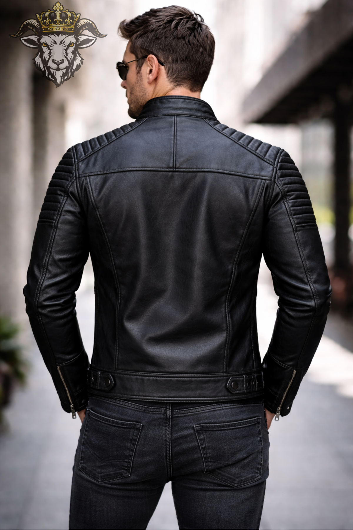 Men's Black Real Leather Biker Jacket, Premium Quilted Moto Jacket, Slim Fit Motorcycle Outerwear, Stand Collar Zip Jacket