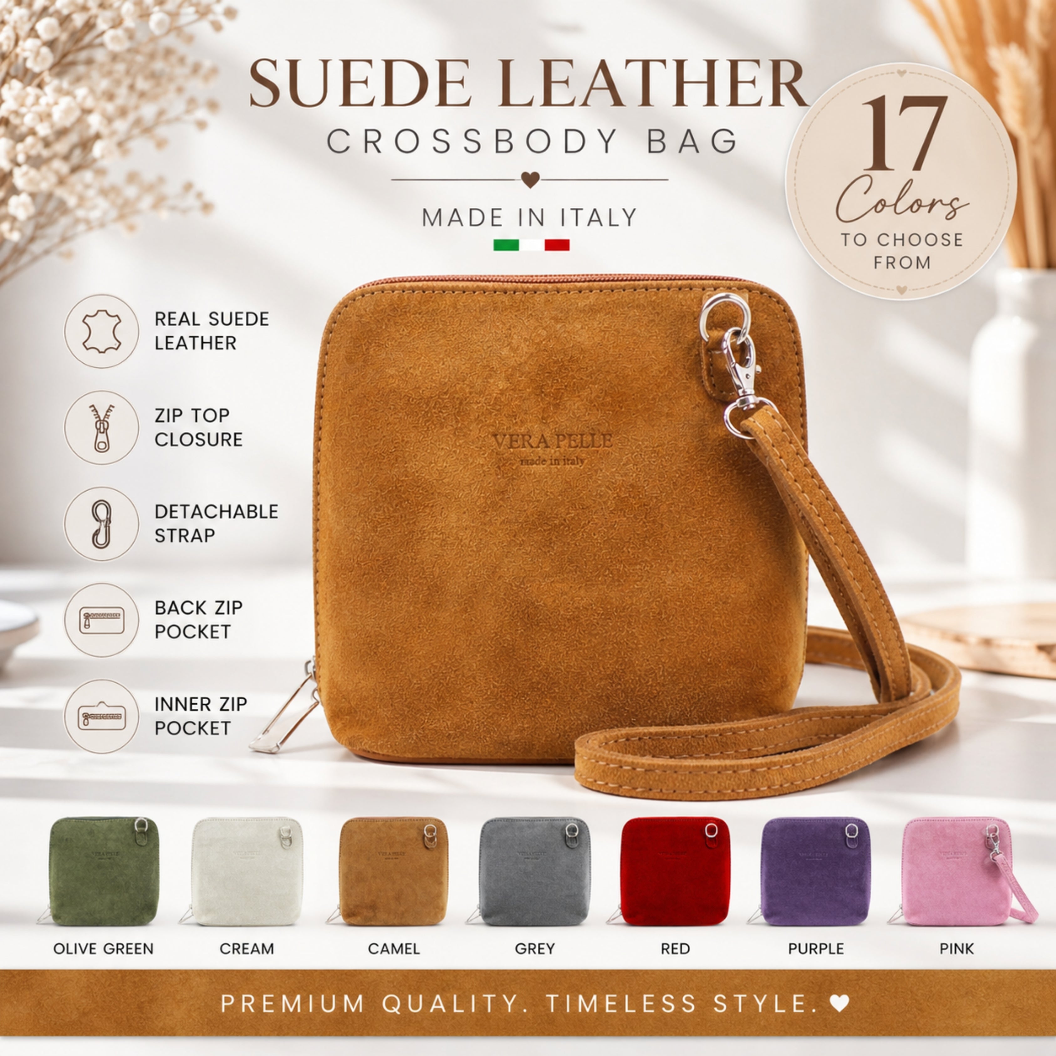 Suede Leather Small Square Bag