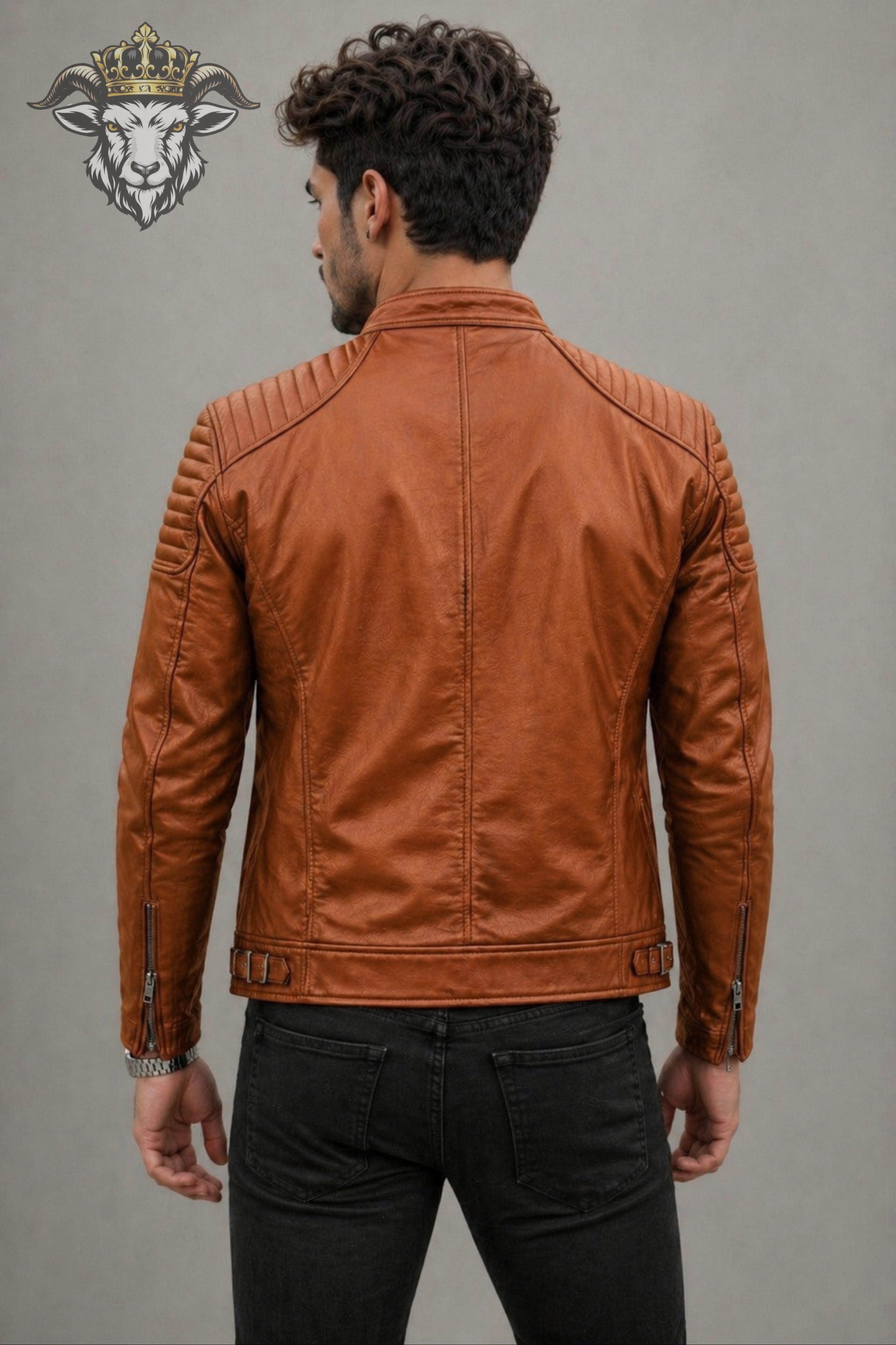 Men’s Burnt Orange Real Leather Roadster Jacket