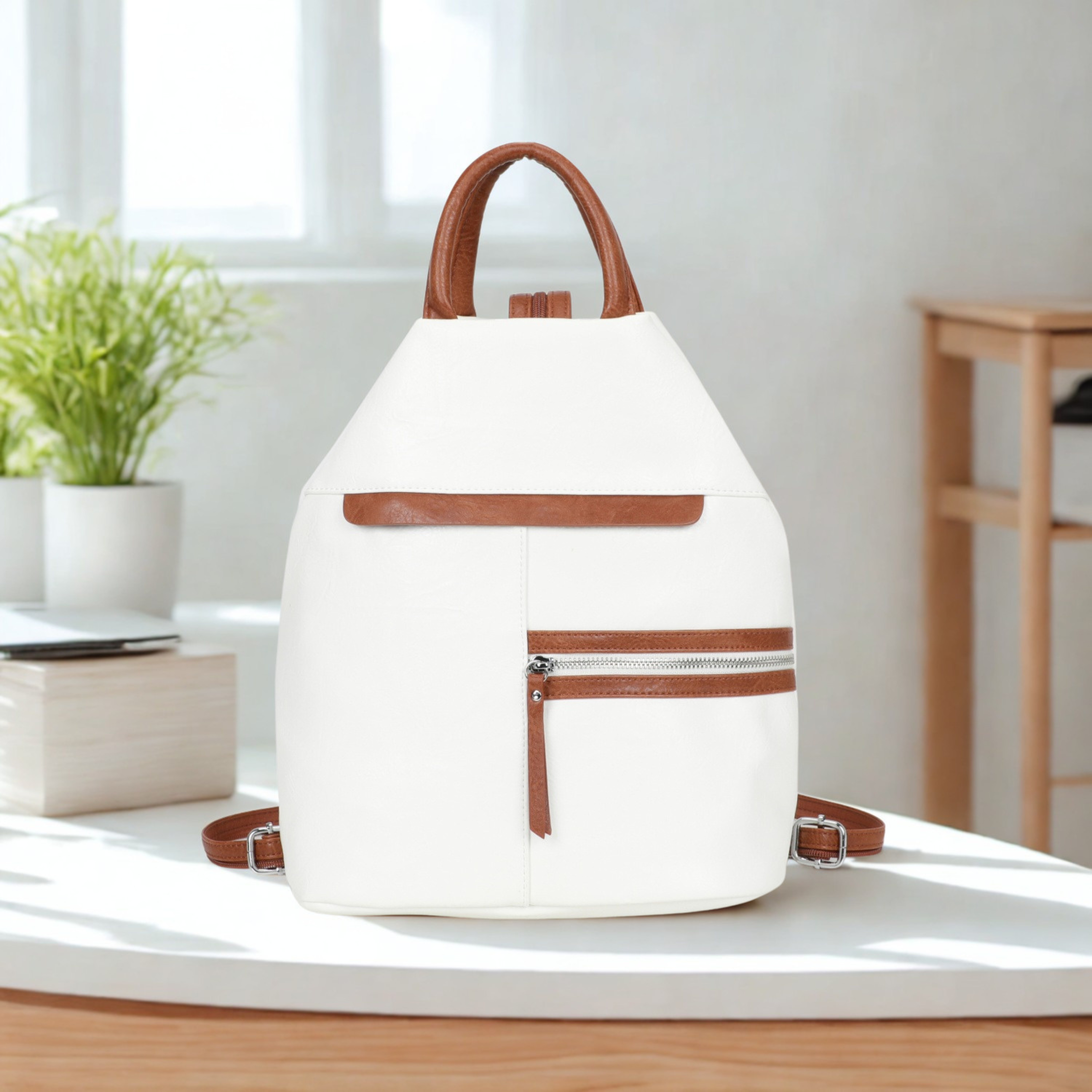 Women’s Faux Leather Backpack Bag – Ladies Convertible Shoulder Rucksack
