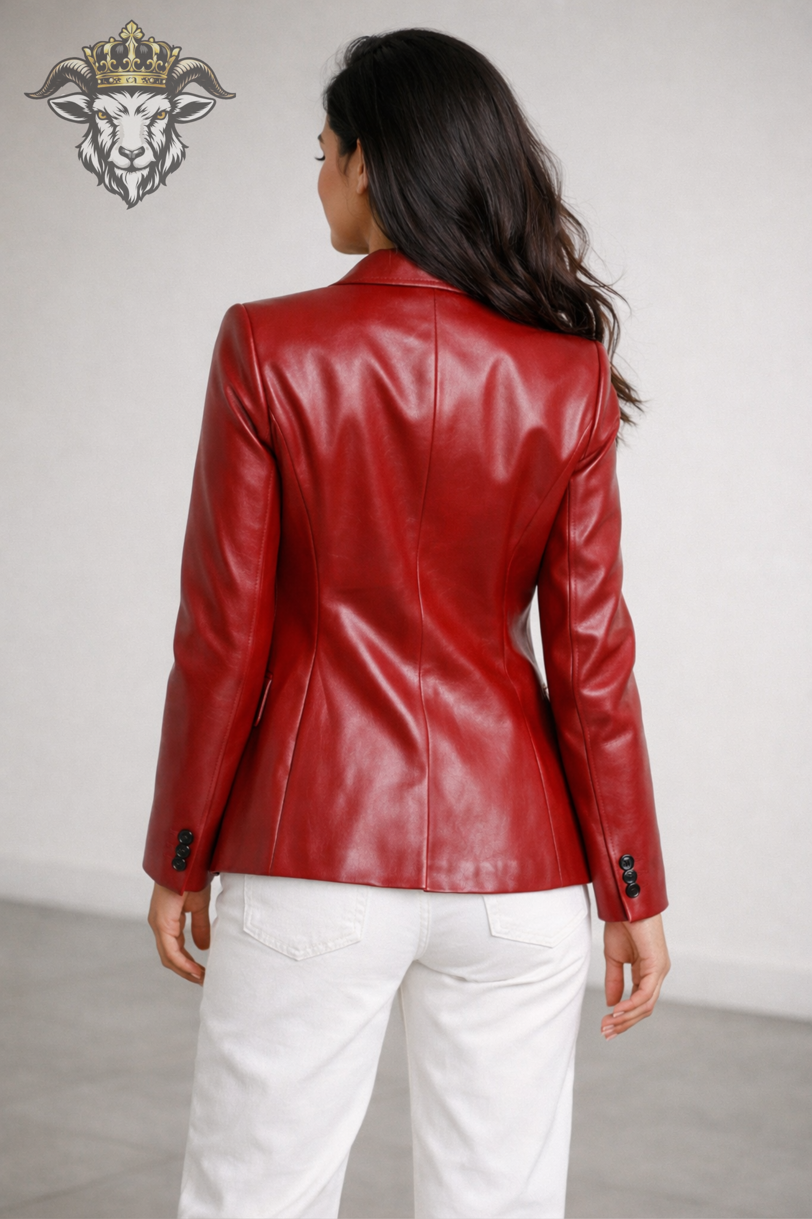 Women’s Premium Red Real Leather Blazer – Tailored Fit, Classic Button Front, Luxury Genuine Leather Jacket for Women