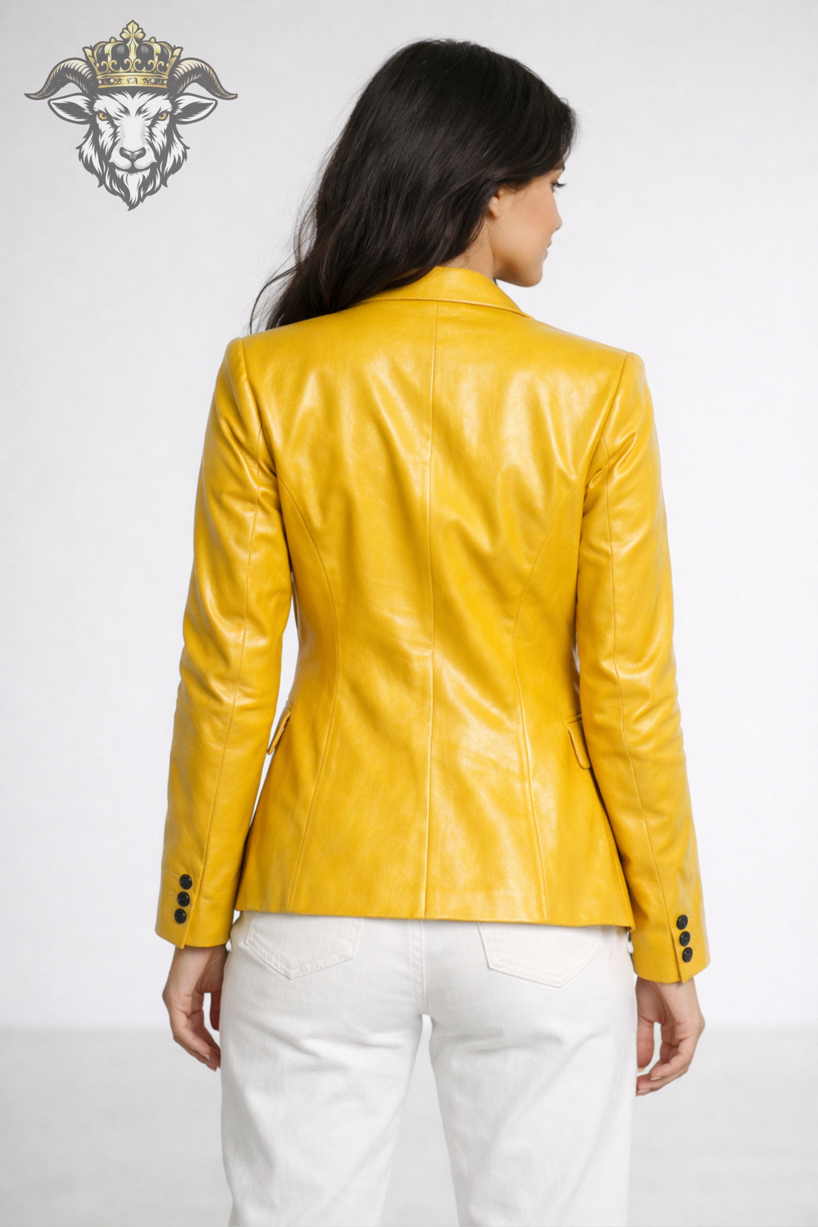 Women’s Yellow Real Leather Blazer – Premium Tailored Fit Jacket | Elegant Designer Style Smart Casual Outerwear