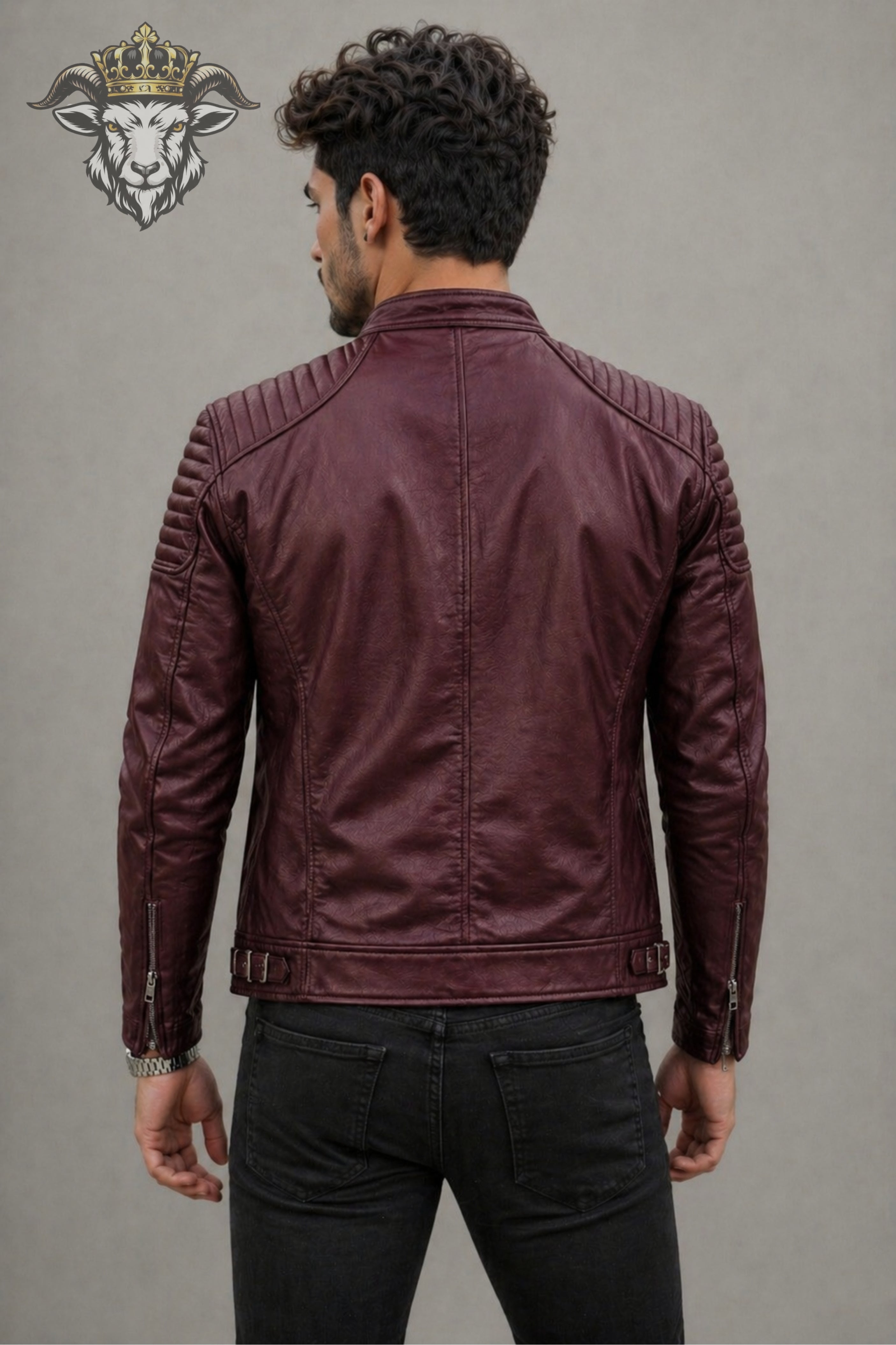 Men’s Burgundy Real Leather Roadster Jacket
