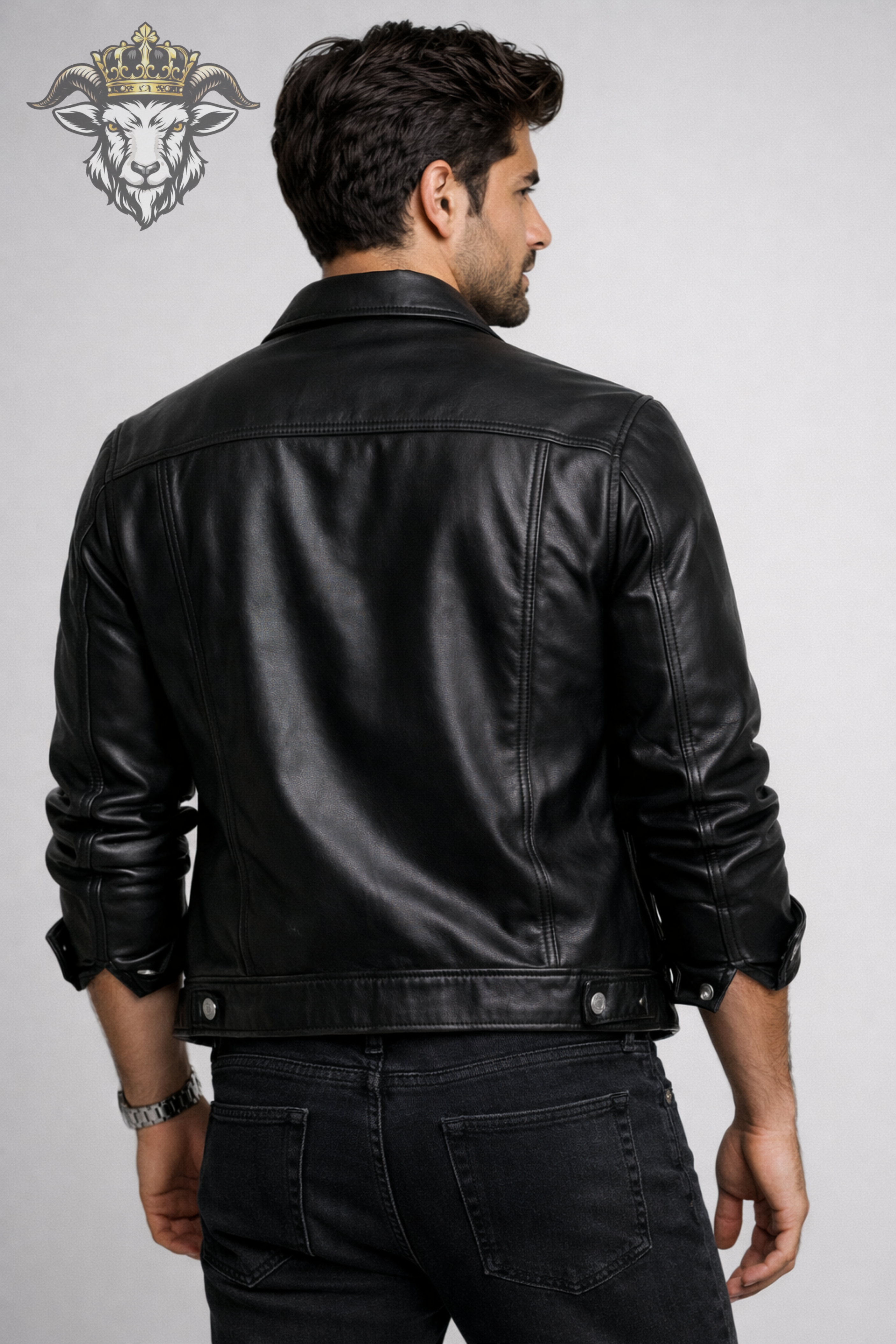 Men’s Black Real Leather Trucker Jacket