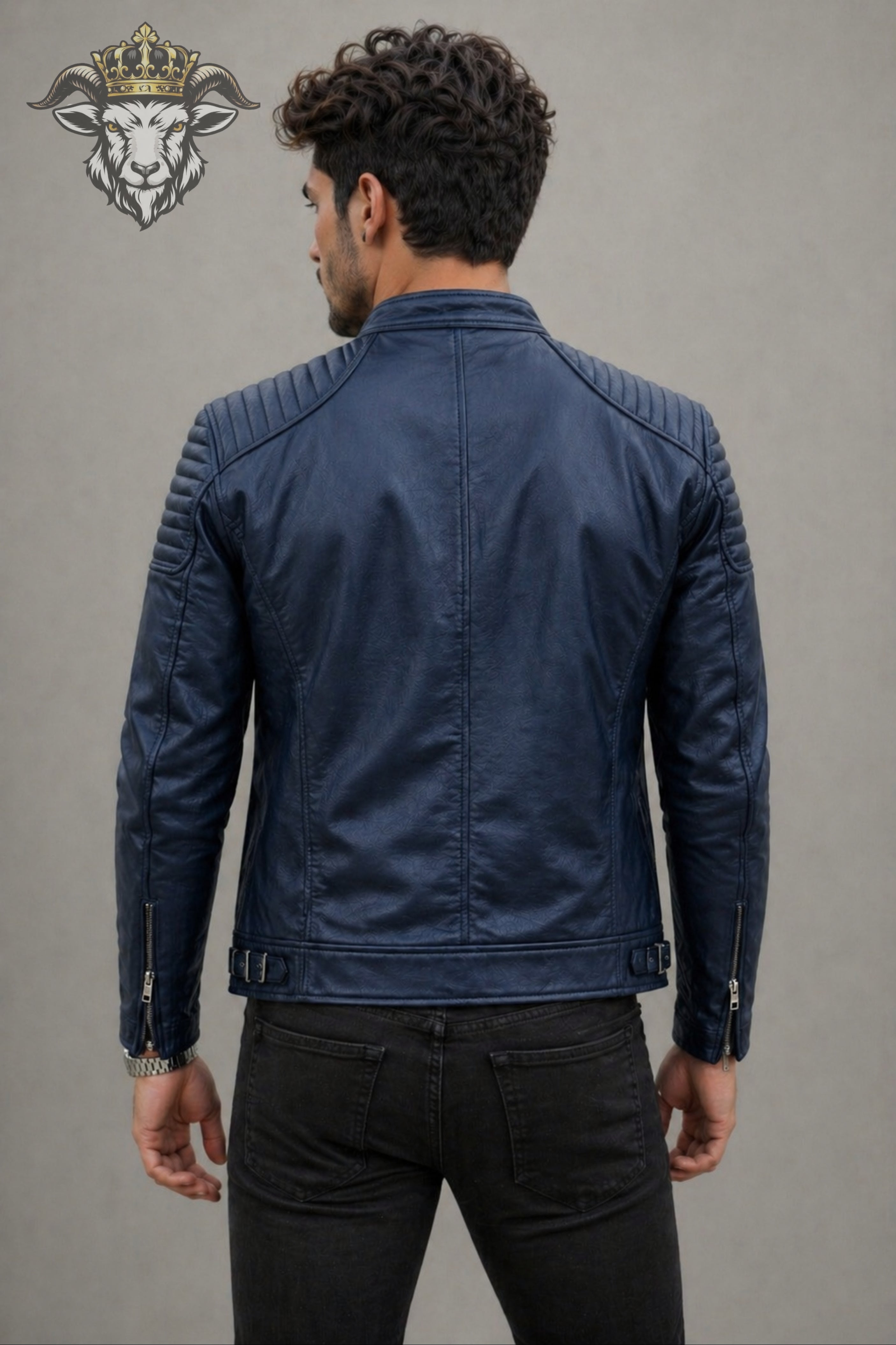 Men’s Blue Real Leather Roadster Jacket