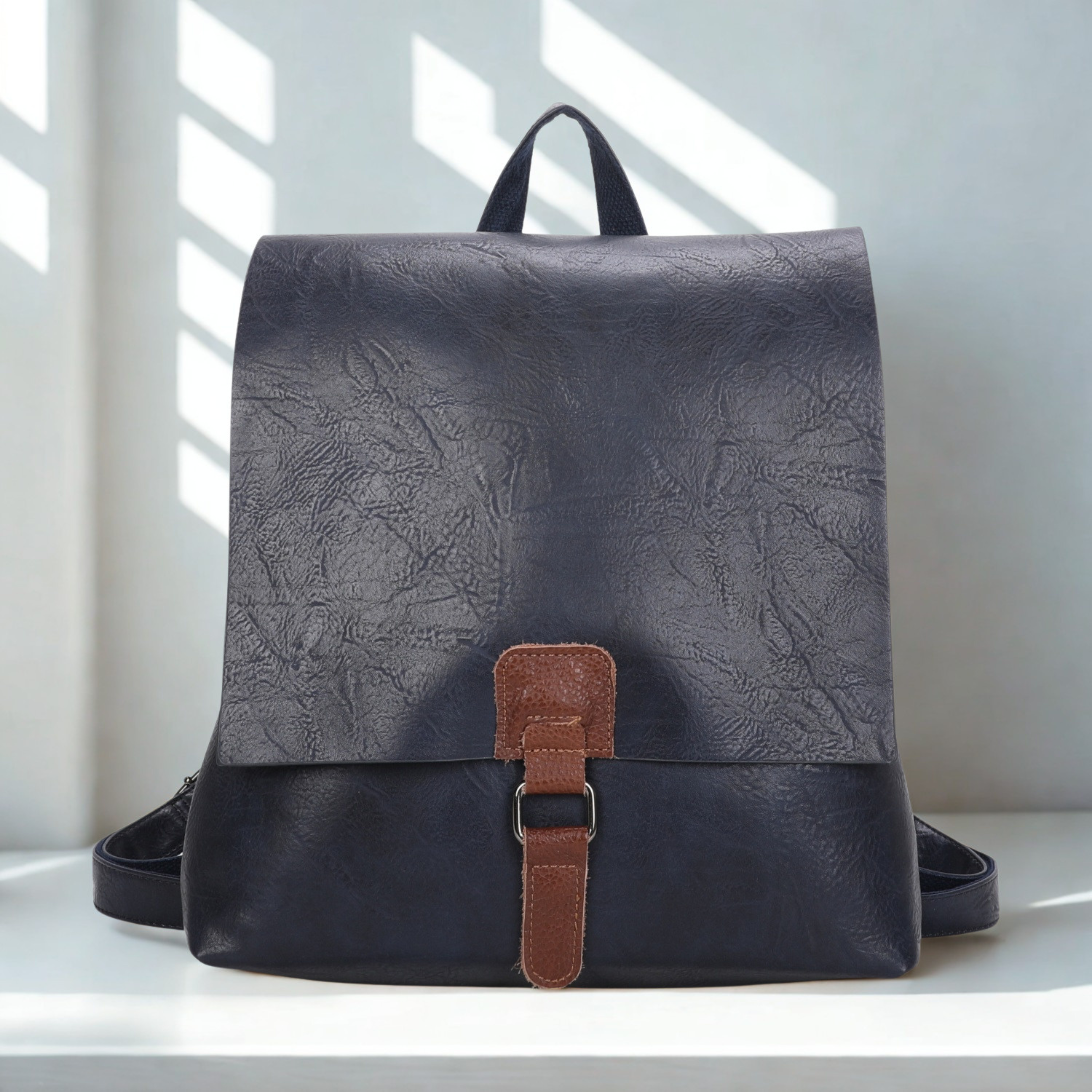 Women’s Faux Leather Backpack Bag – Ladies Flap Over Rucksack with Top Zip Closure