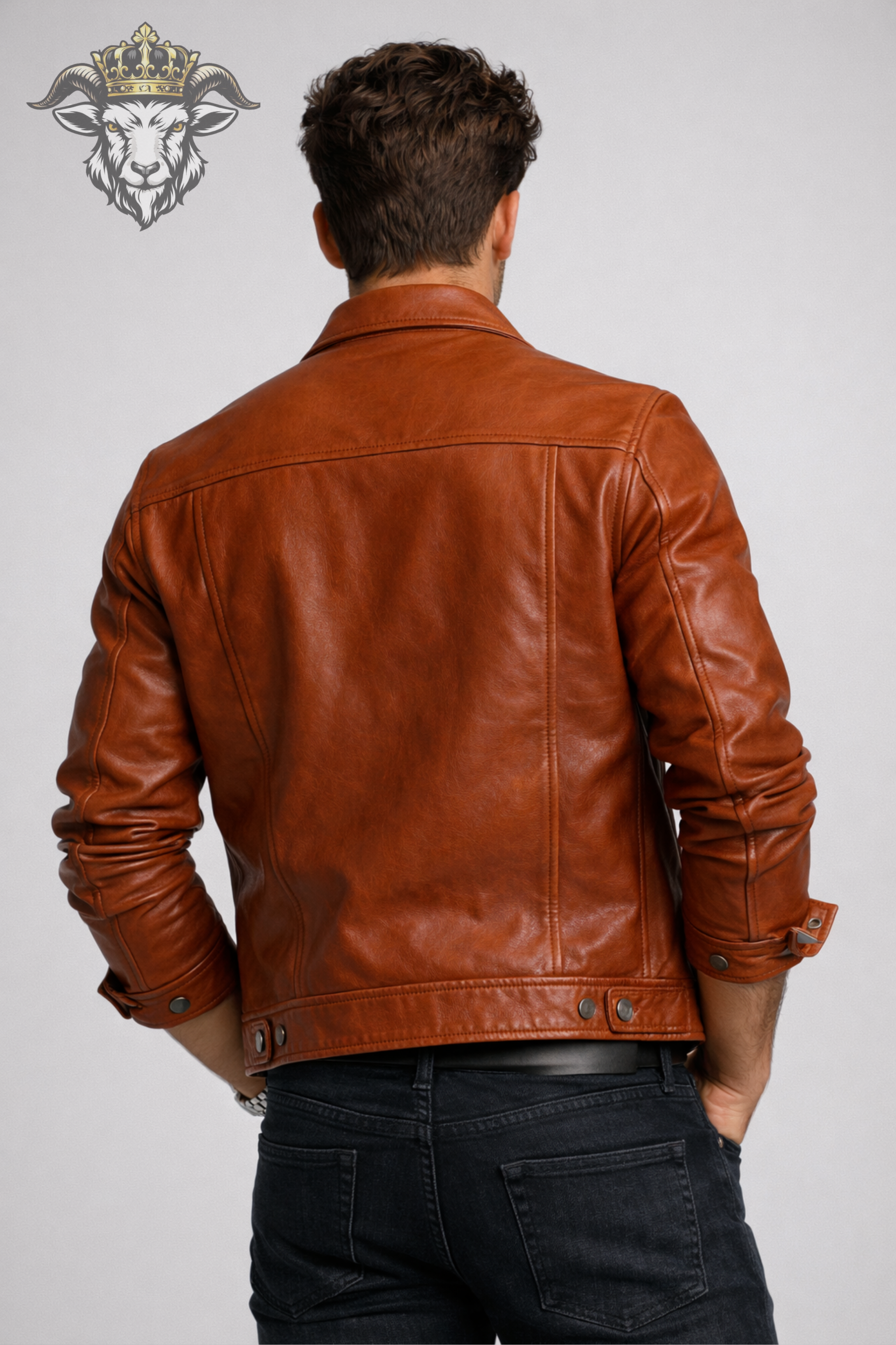 Men’s Burnt Orange Real Leather Trucker Jacket