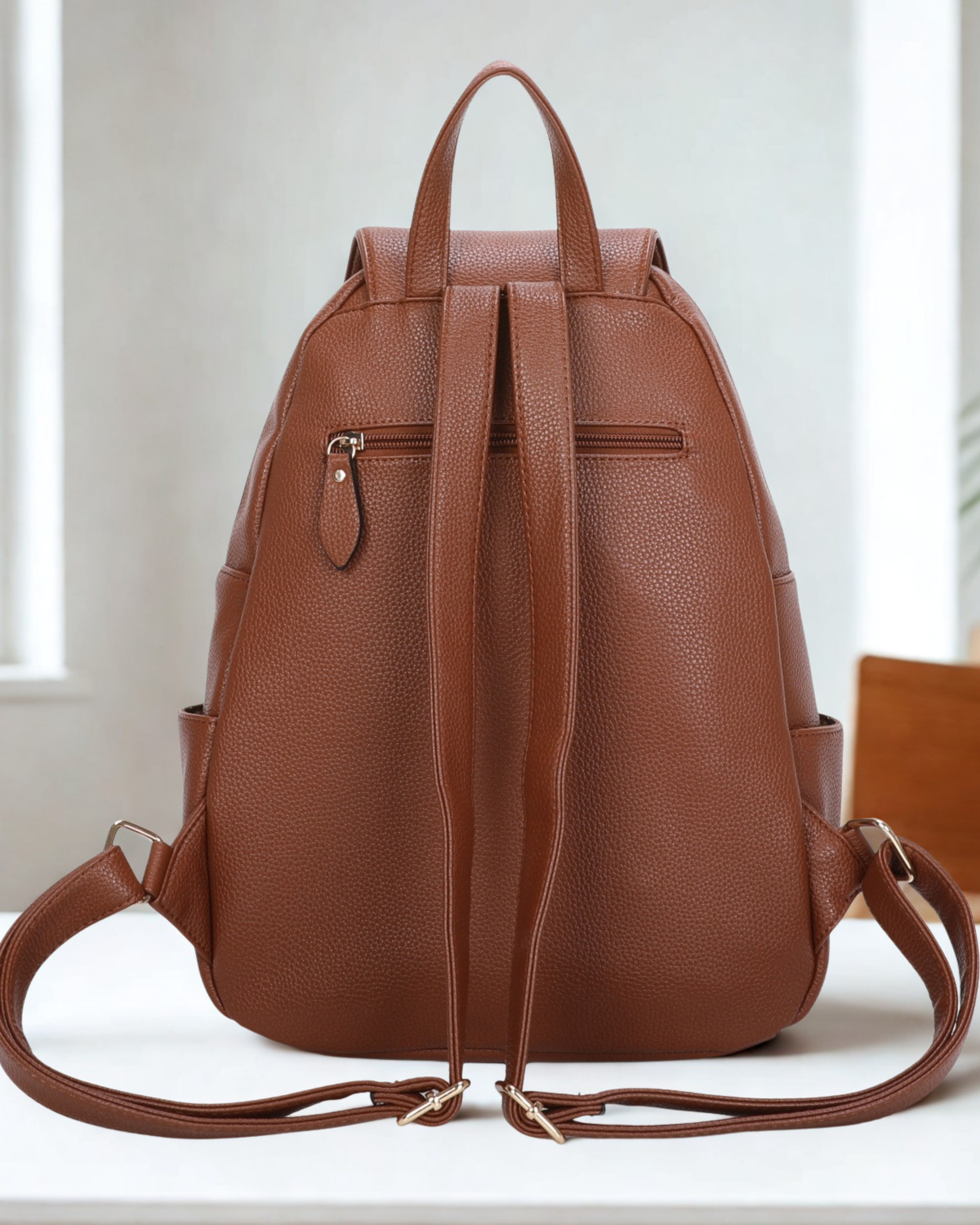 Men's Synthetic Leather Backpack Rucksack Bag – Flap Over Magnetic Closure