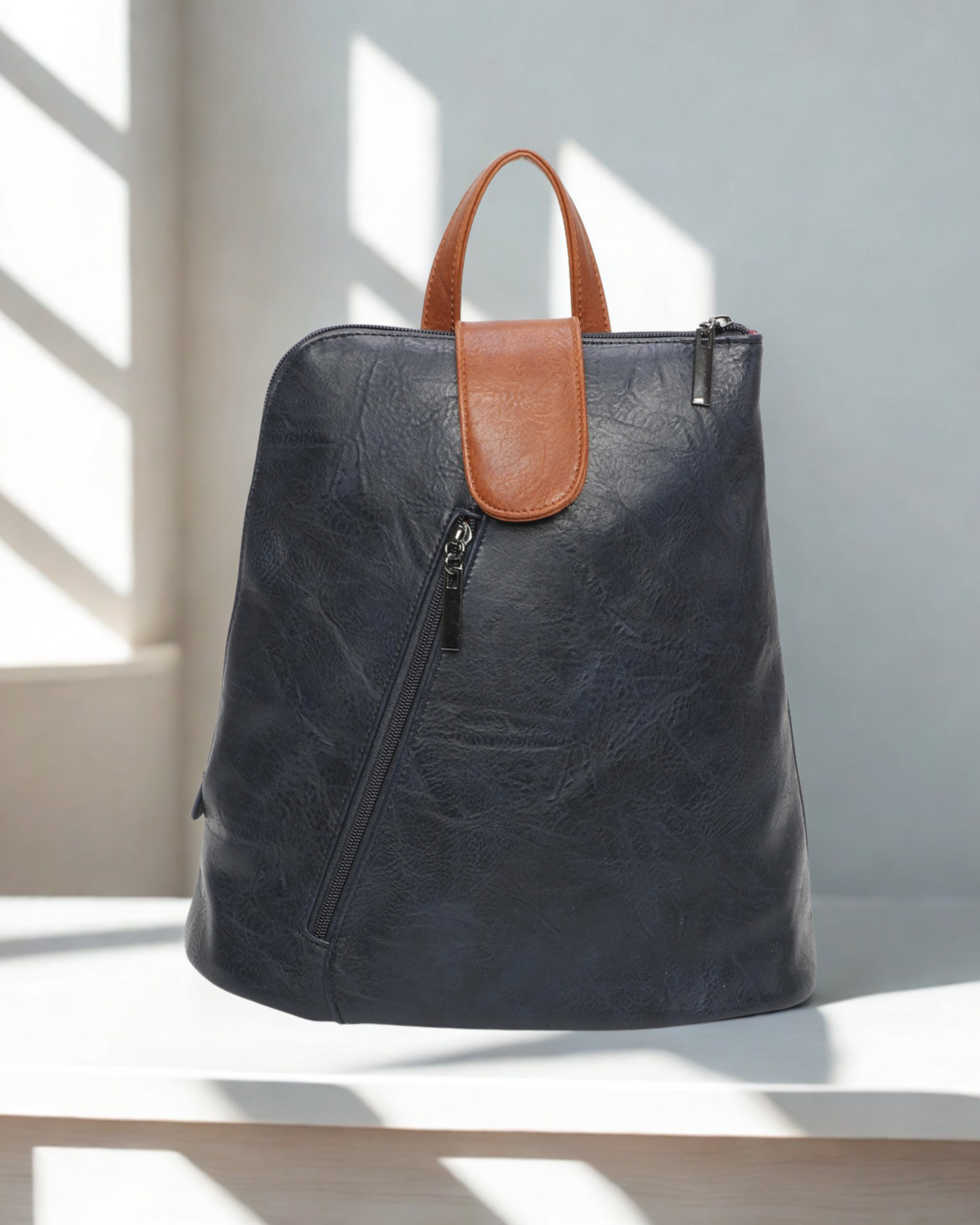 Women’s Synthetic Leather Backpack Handbag 2-in-1 Convertible Bag – Top Zip Closure, Multi-Pocket Travel Daypack with Adjustable Straps