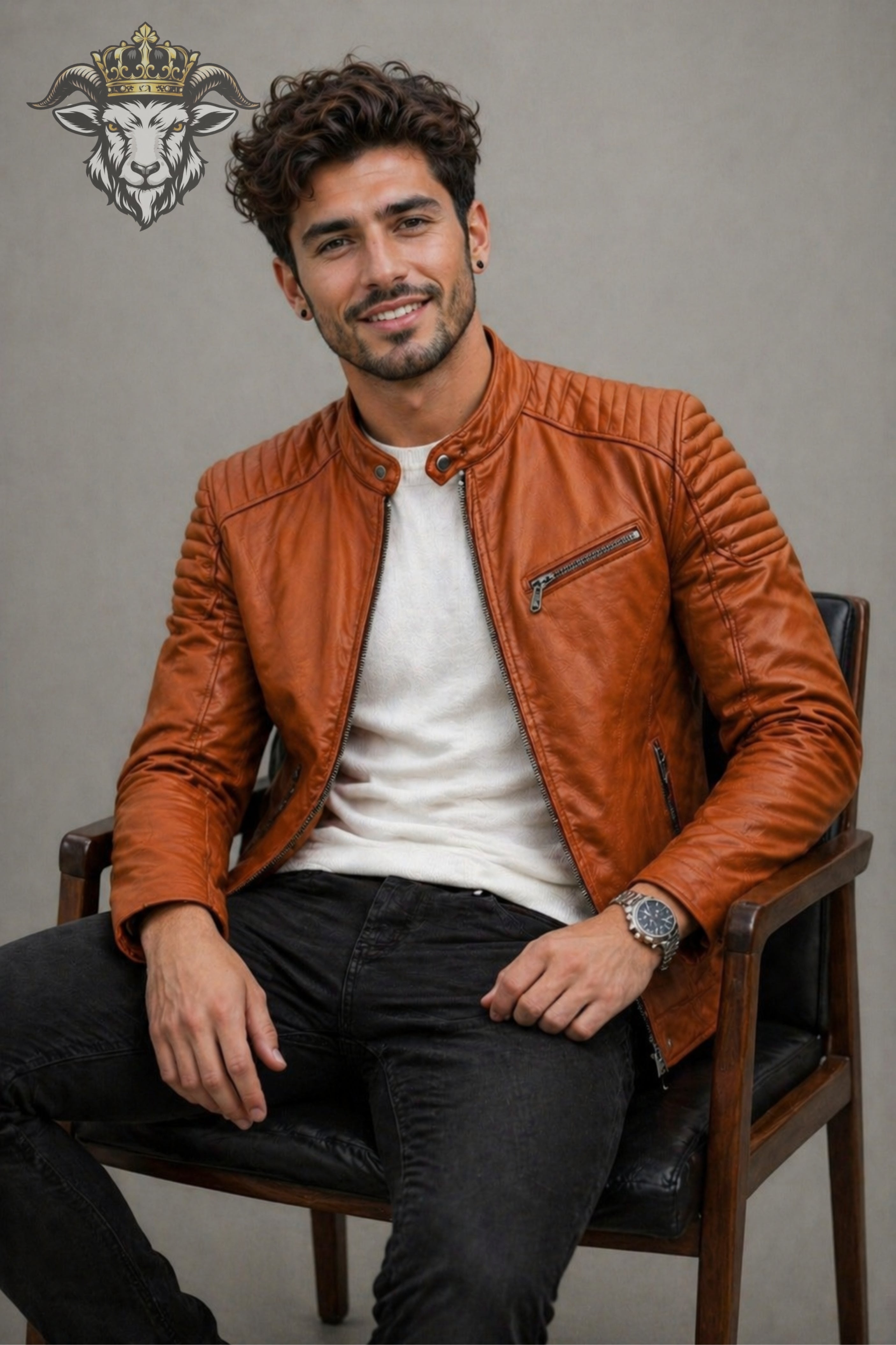 Men’s Burnt Orange Real Leather Roadster Jacket
