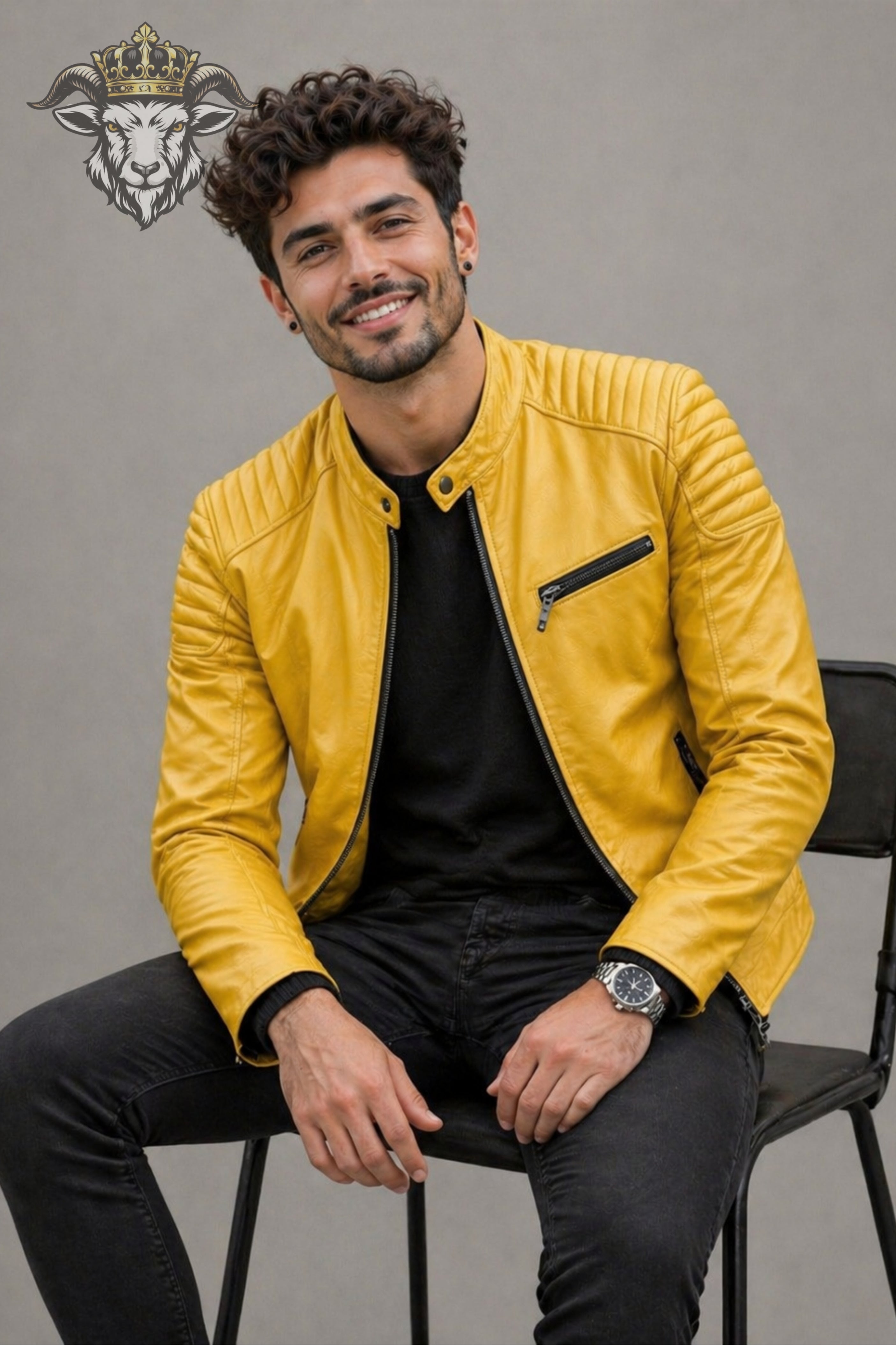 Men’s Yellow Real Leather Roadster Jacket