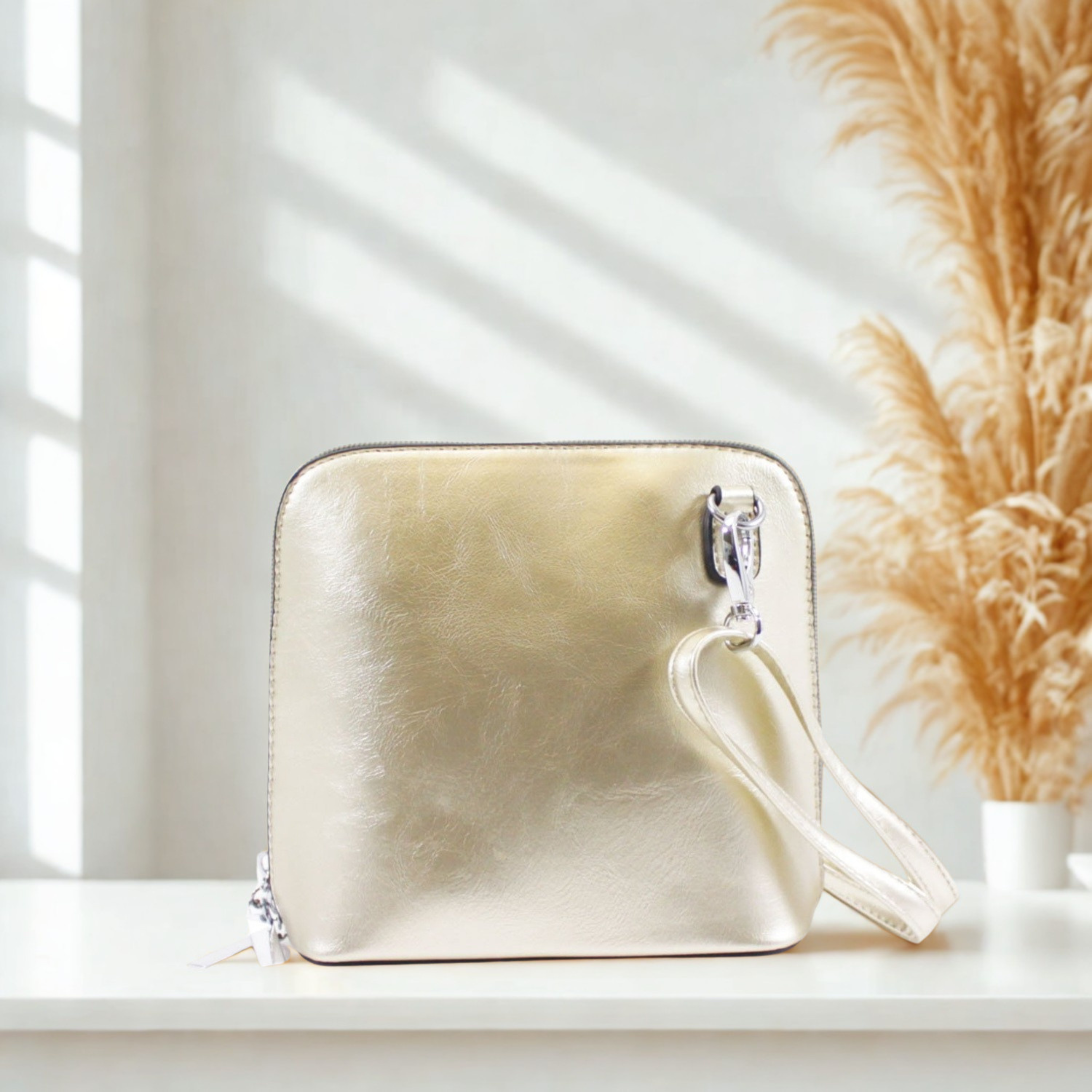 Women’s Plain Colour Crossbody Bag – Small Zip Top Shoulder Handbag