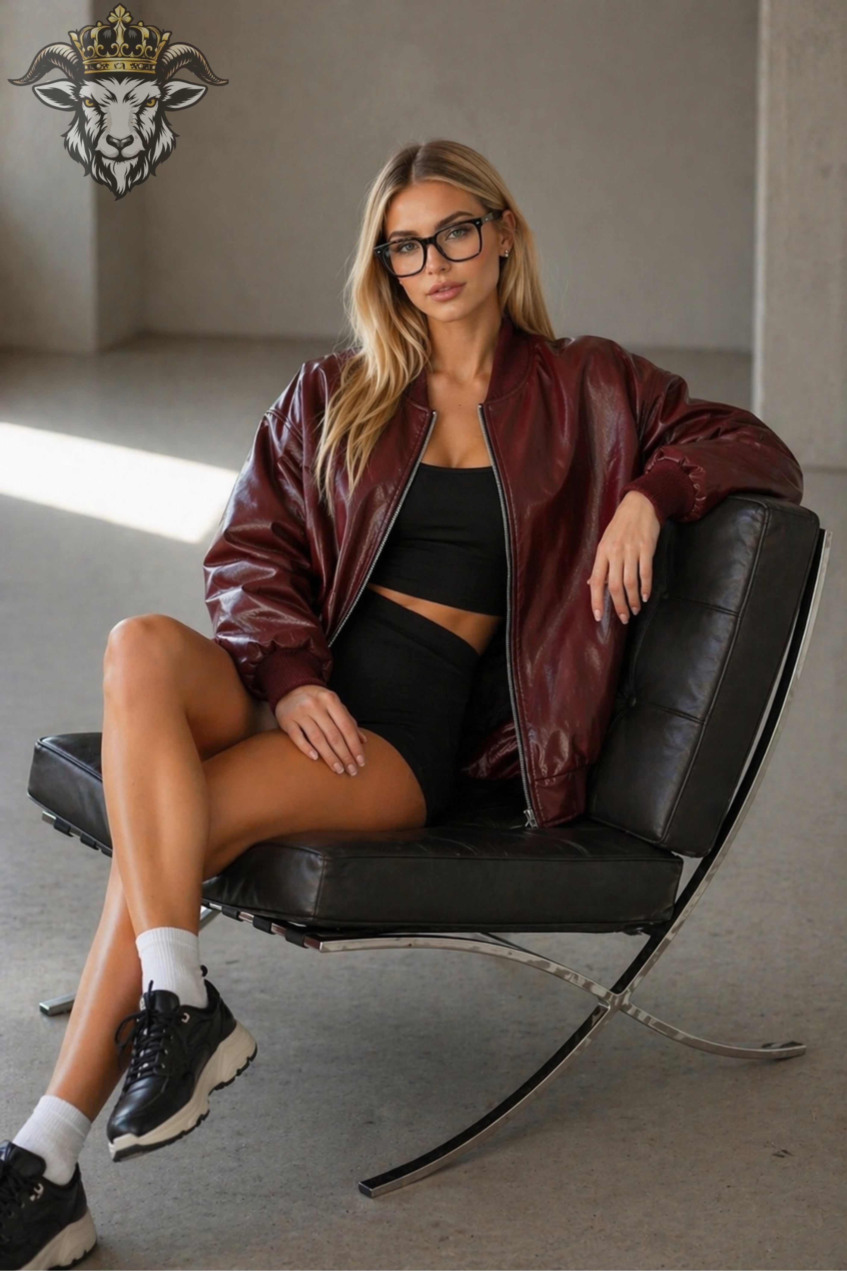 Women’s Burgundy Oversize Real Leather Bomber Jacket