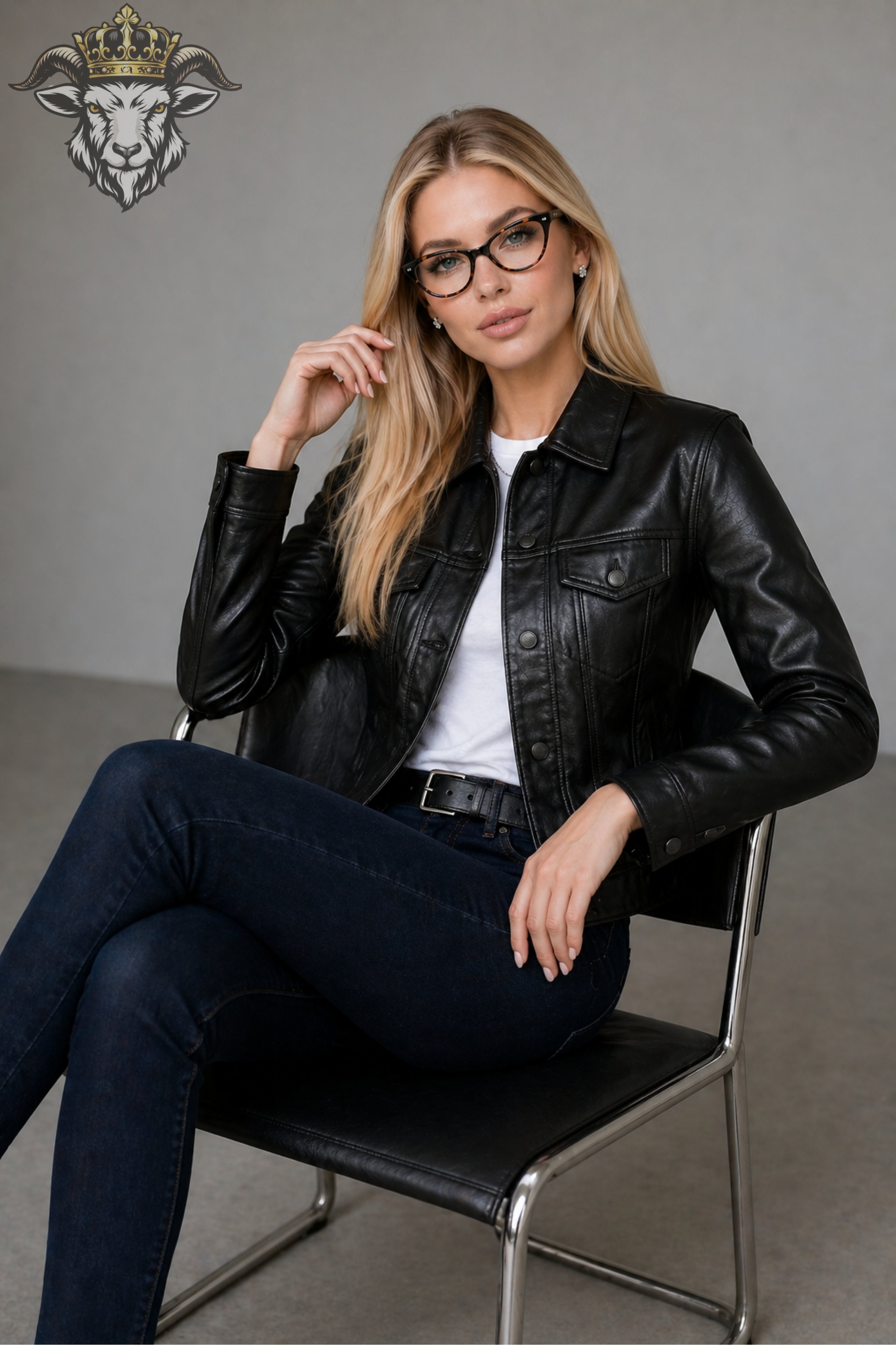 Women’s Black Real Leather Trucker Jacket