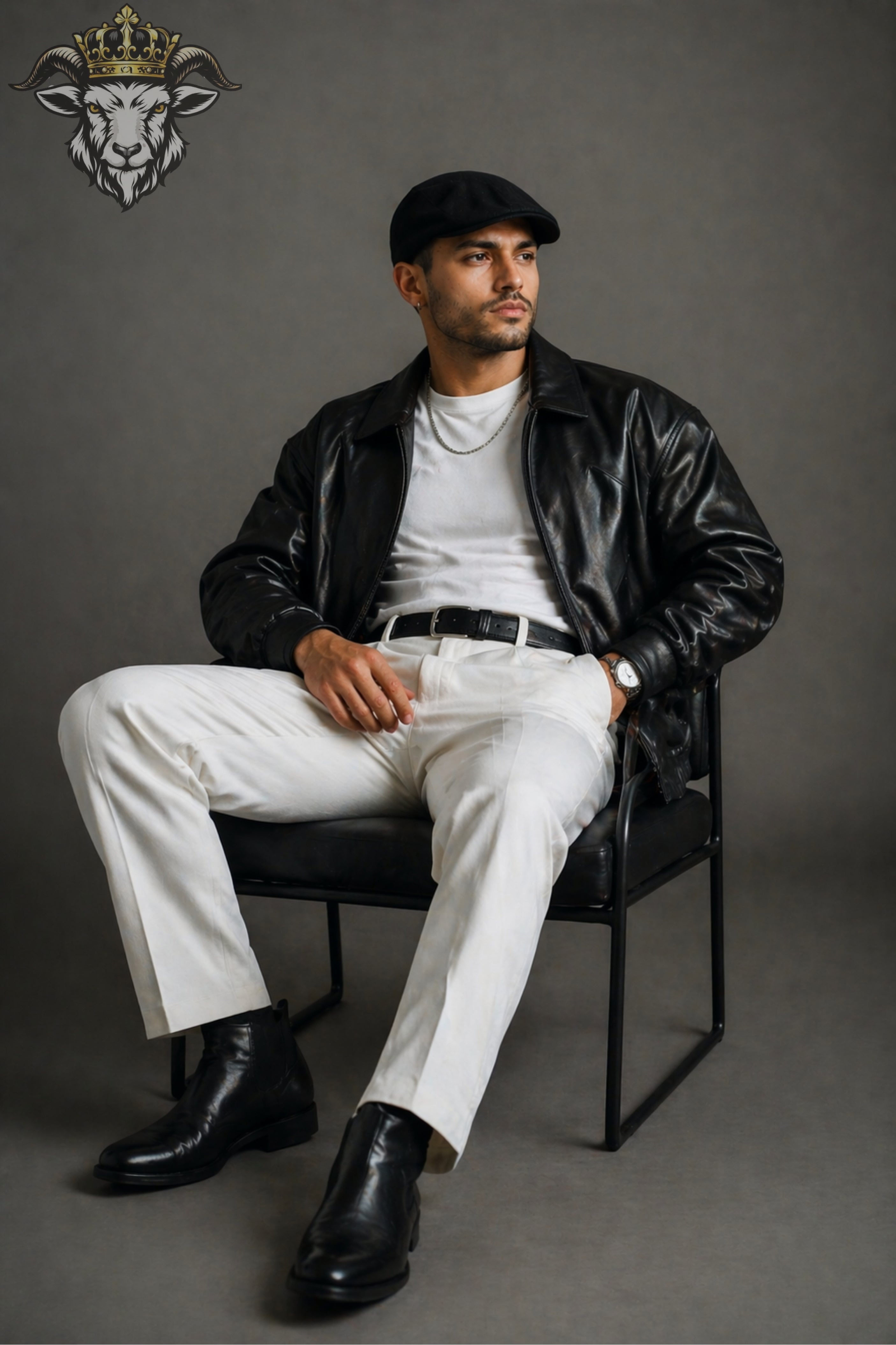 Men’s Black Oversize Real Leather Bomber Jacket