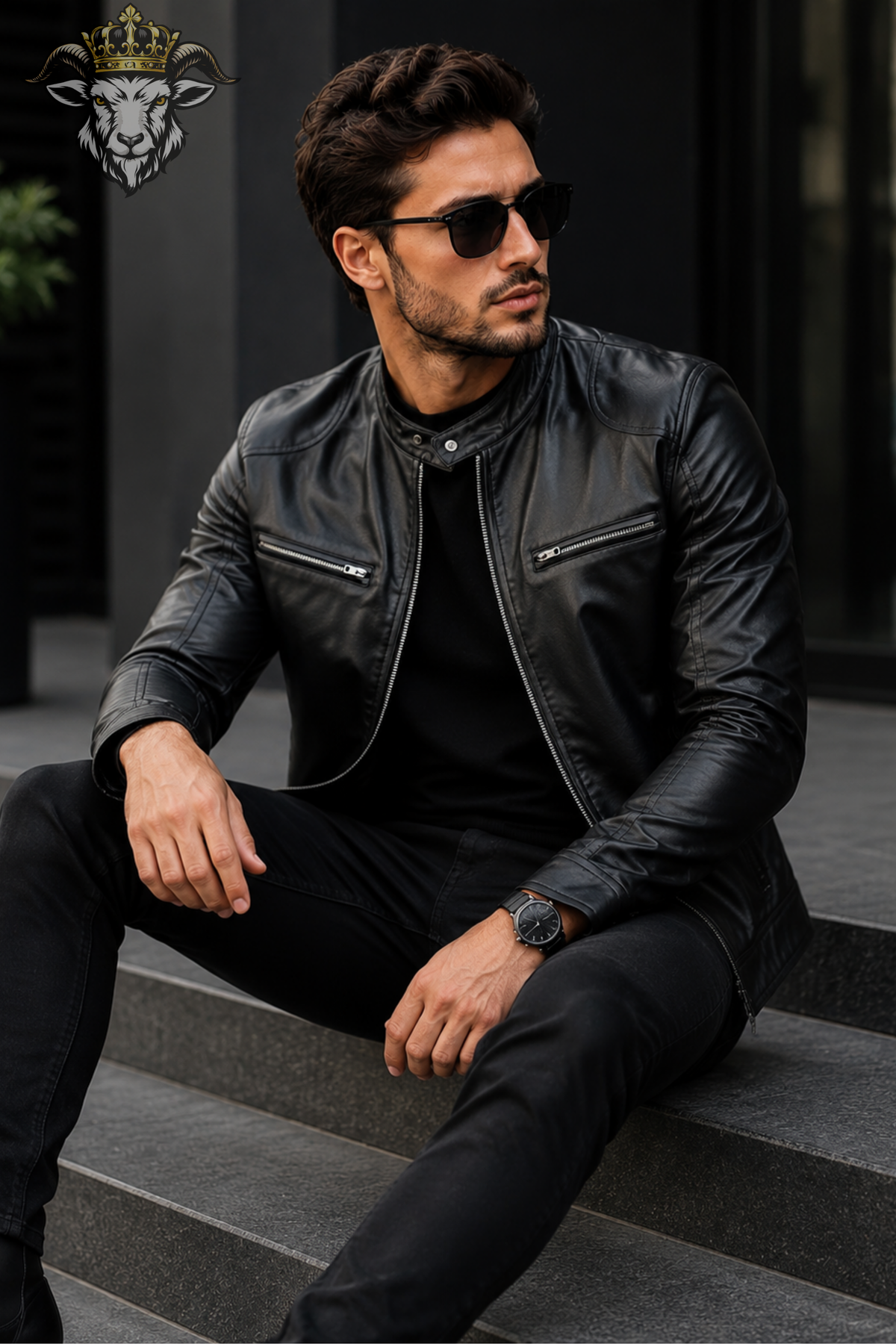 Men's Black Leather Biker Jacket, Genuine Leather Motorcycle Jacket, Slim Fit Zip Up Jacket, Vintage Style Men's Outerwear
