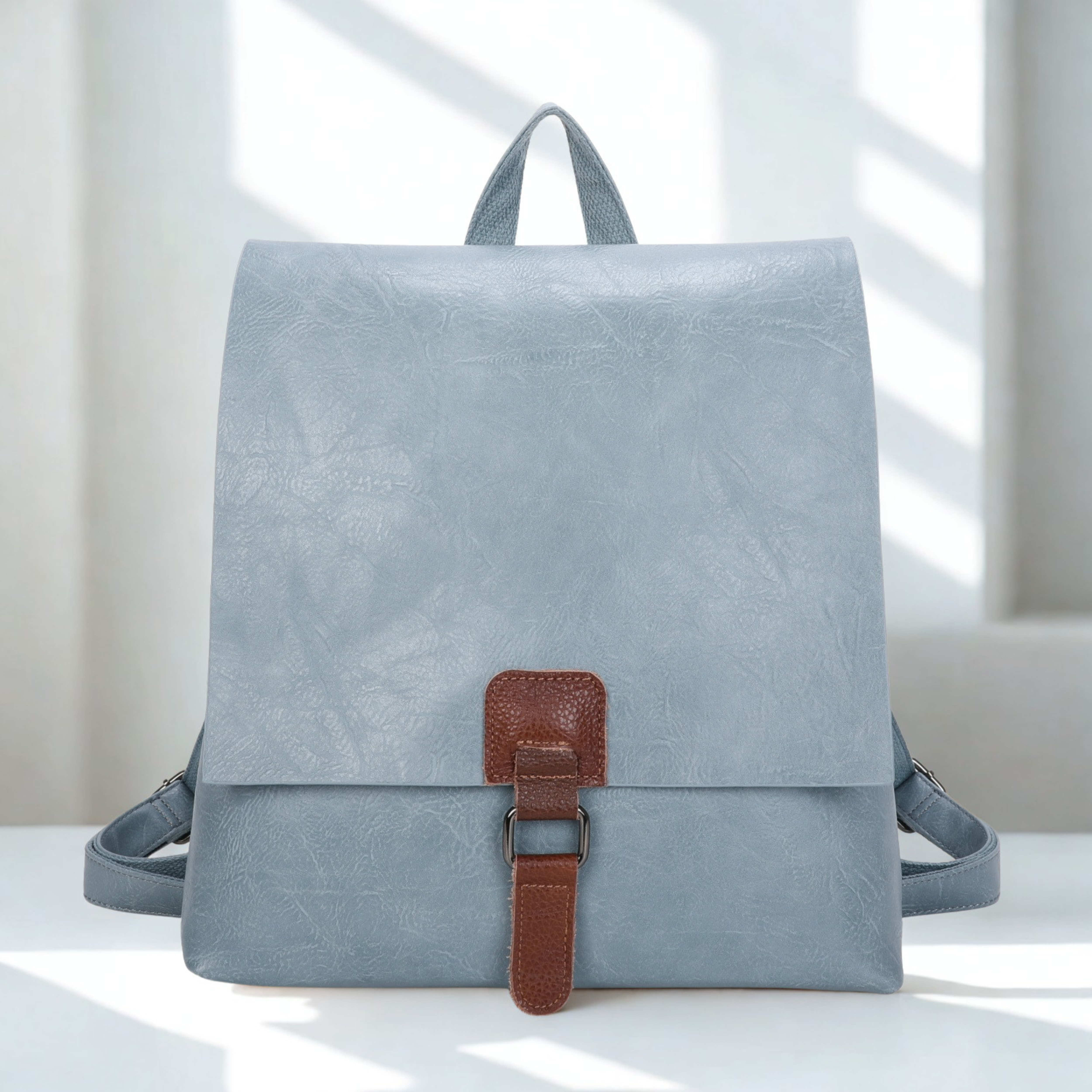 Women’s Faux Leather Backpack Bag – Ladies Flap Over Rucksack with Top Zip Closure