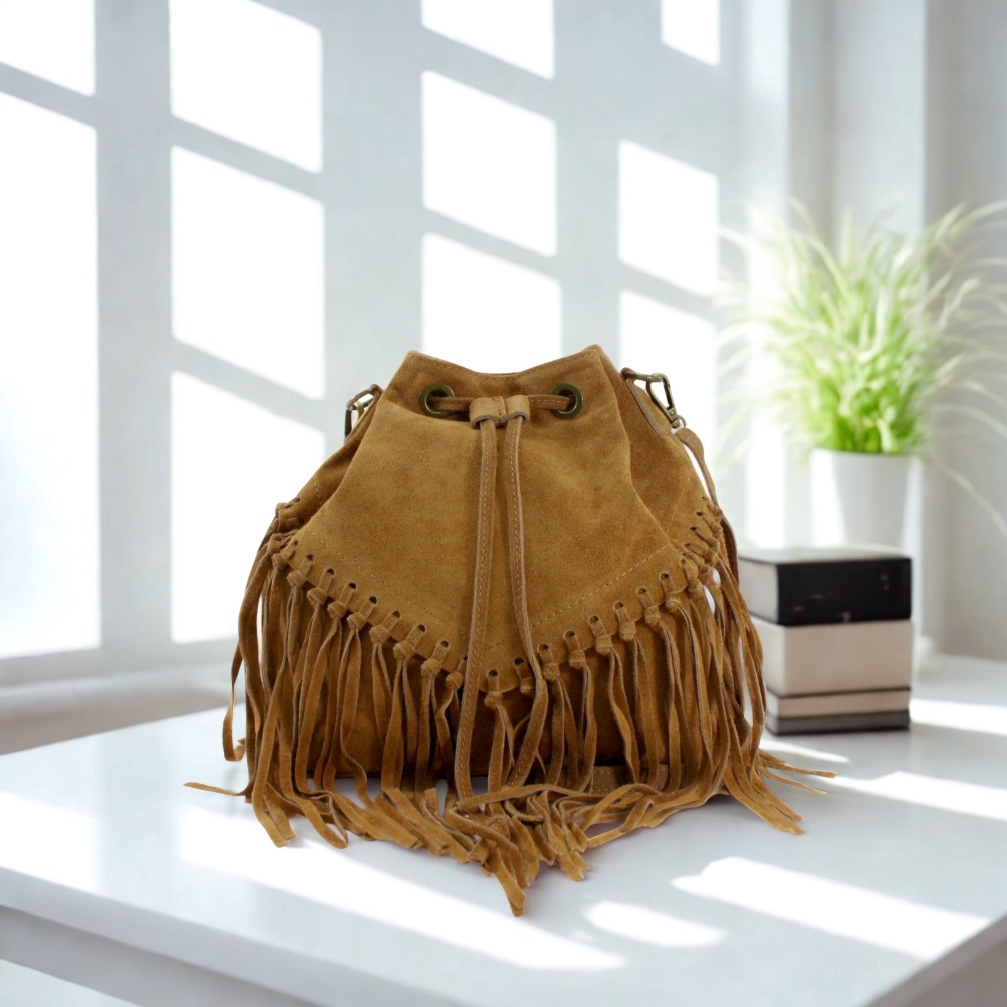 Italian Real Suede Bucket Bag