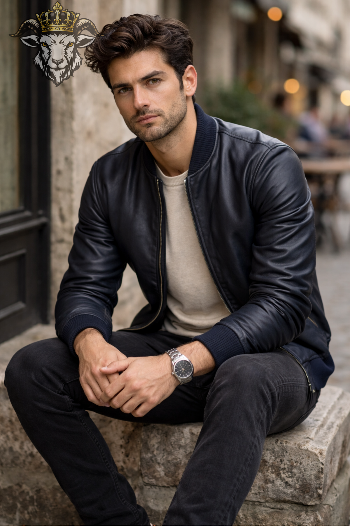 Men's Dark Navy Bomber Jacket, Classic Zip Front Flight Jacket, Ribbed Cuffs and Collar, Minimalist Blue Casual Outerwear