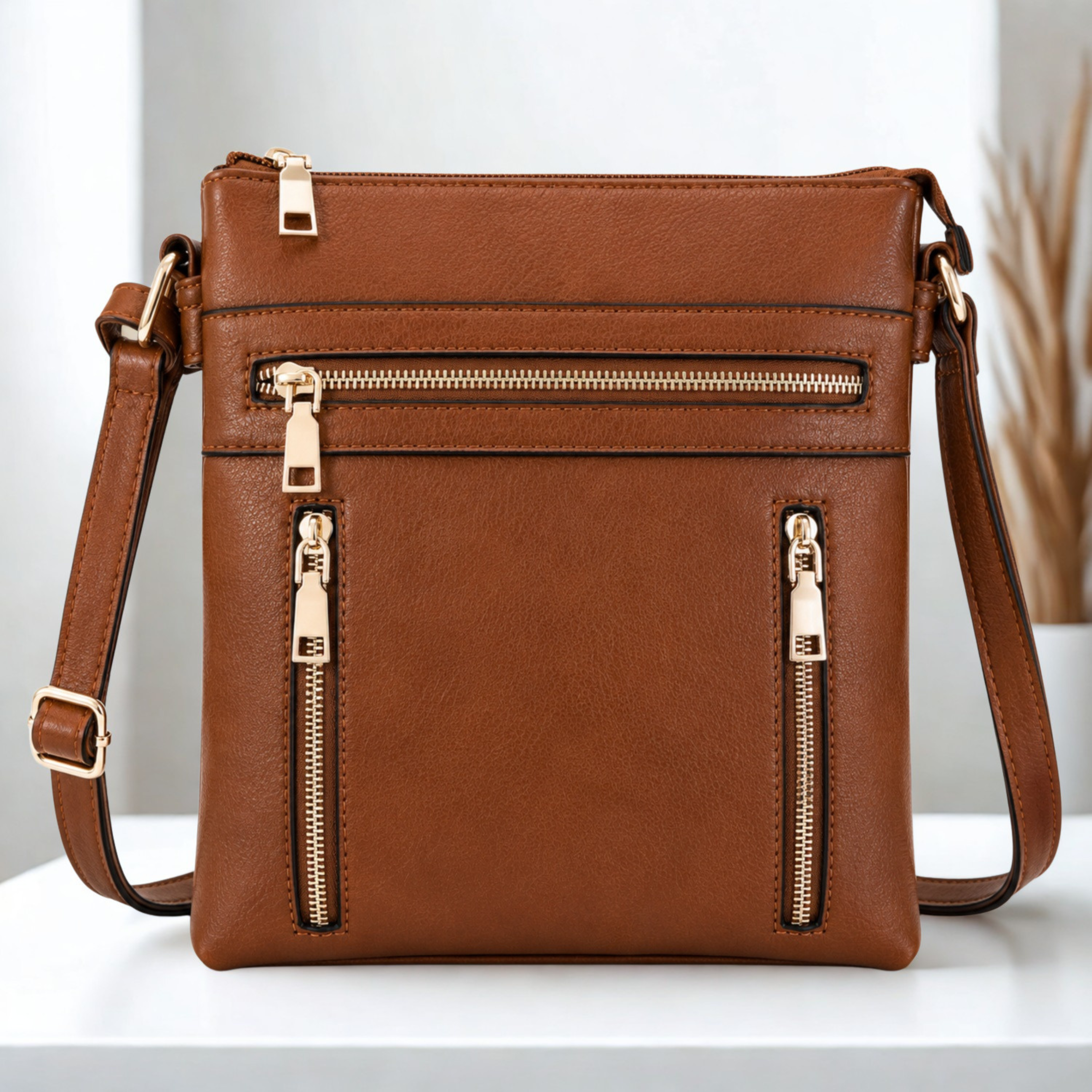 Women’s Multi Pocket Crossbody Bag Adjustable Strap Zip Shoulder Handbag