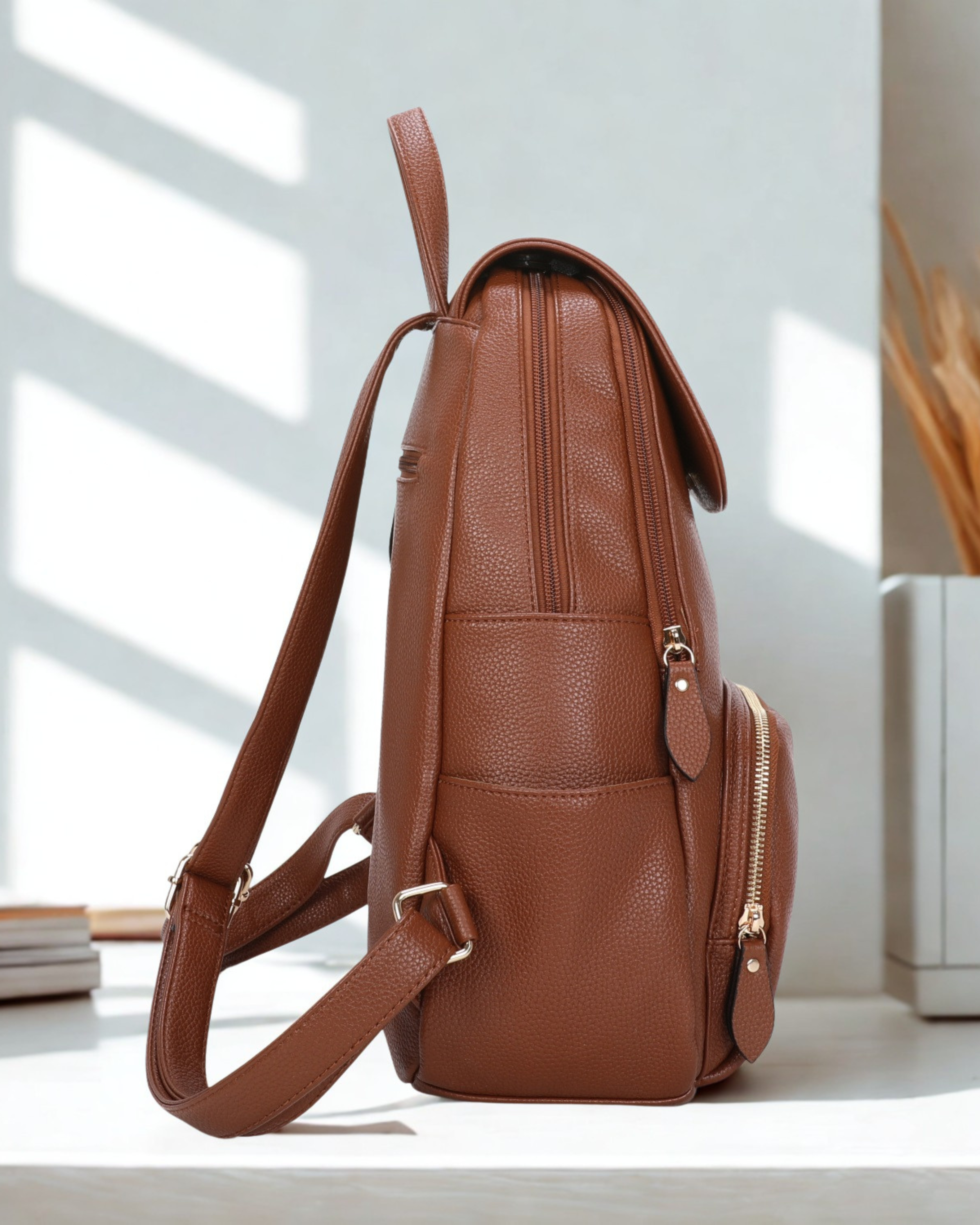 Men's Synthetic Leather Backpack Rucksack Bag – Flap Over Magnetic Closure