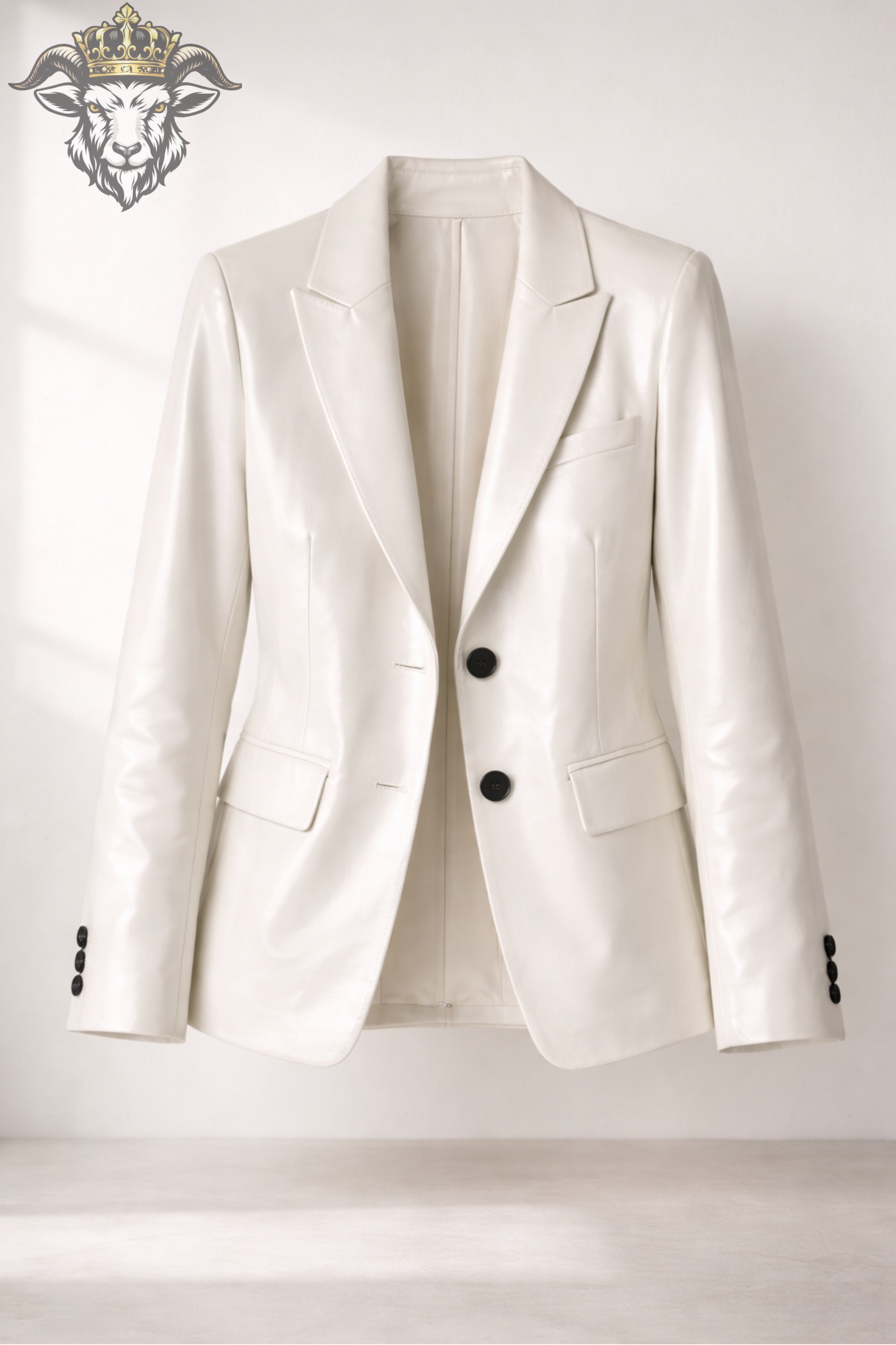 Women’s White Real Leather Blazer – Premium Tailored Fit Jacket | Elegant Minimalist Designer Coat